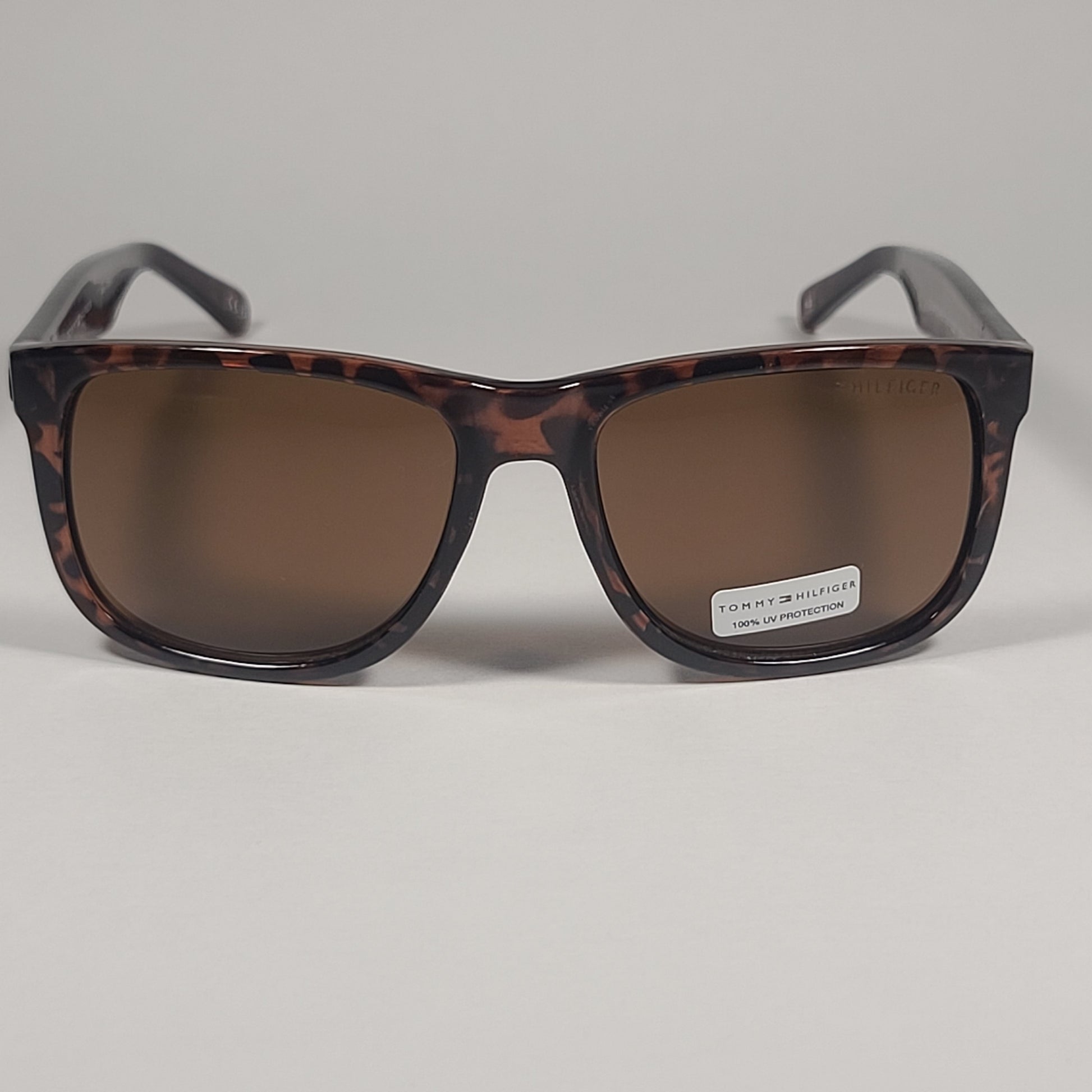 Tommy Hilfiger Elimp Rectangle Sunglasses Brown Tortoise Frame Brown Lens ELIMP OM563 - Sunglasses