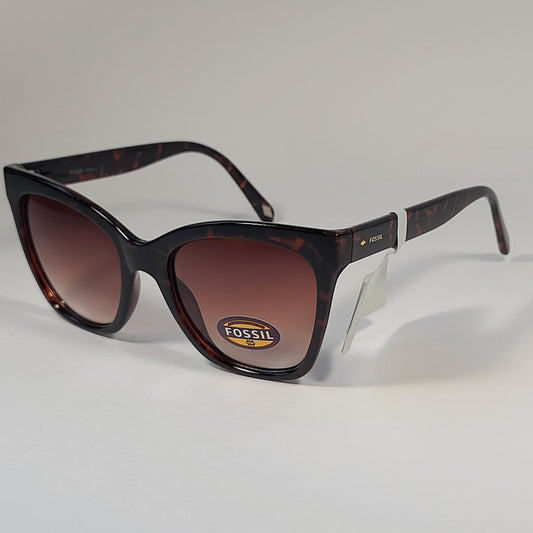 Fossil Large Square Sunglasses Brown Tortoise Frame Brown Gradient Lens FW167 - Sunglasses