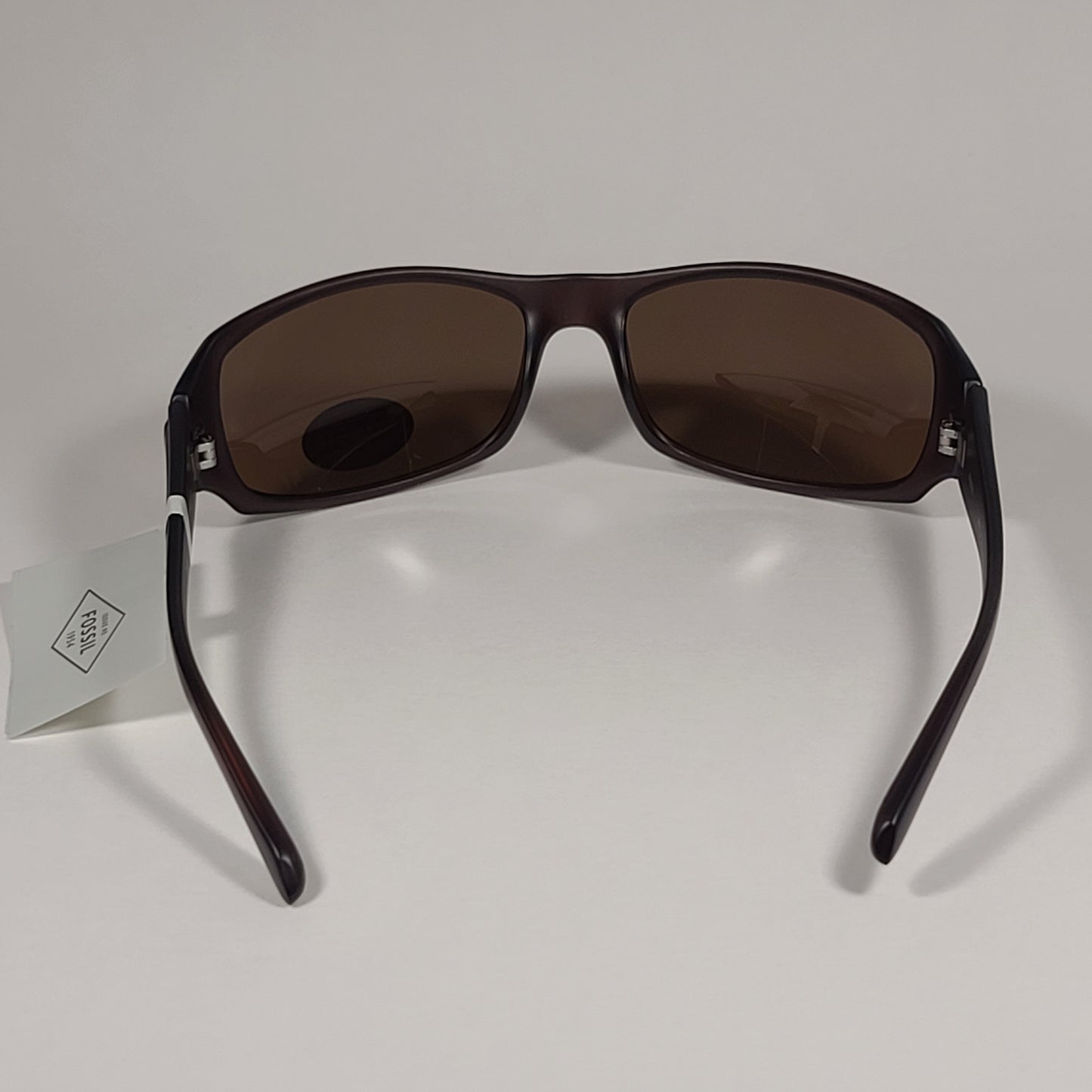 Fossil FM37 Men’s Sport Wrap Sunglasses Brown Frame Solid Brown Lens - Sunglasses