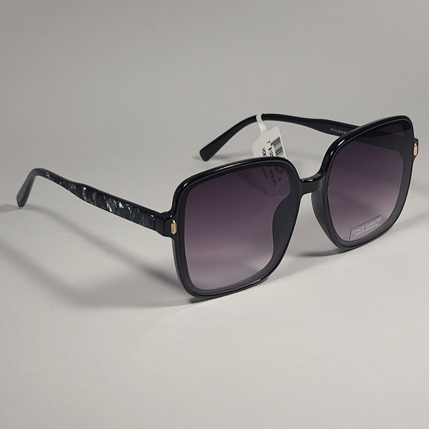 Vince Camuto Women’s VC972 OX Oversize Square Sunglasses Shiny Black Frame Gray Smoke Lens - Sunglasses