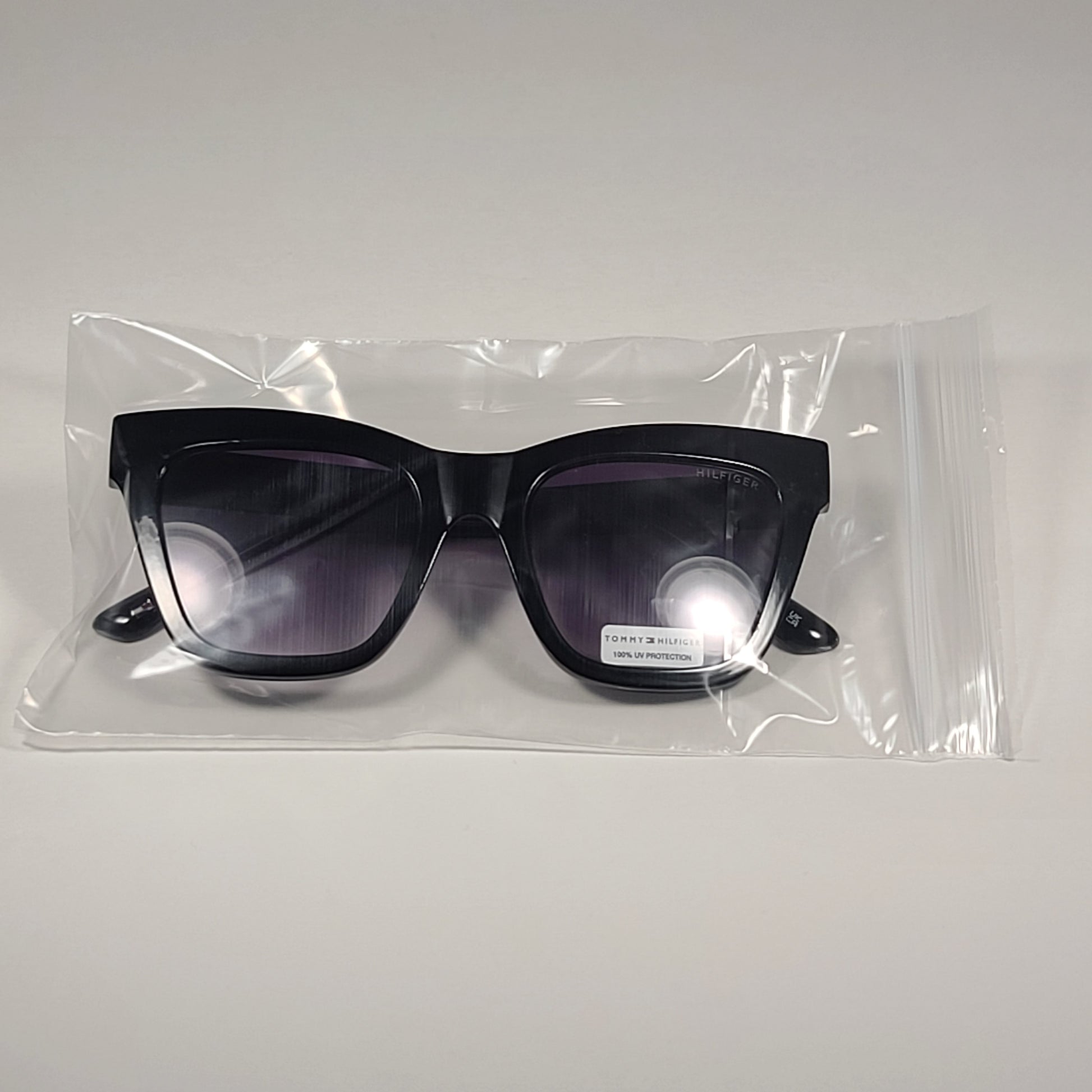 Tommy Hilfiger Inez Sunglasses Shiny Black Frame Smoke Gradient Lens - Sunglasses