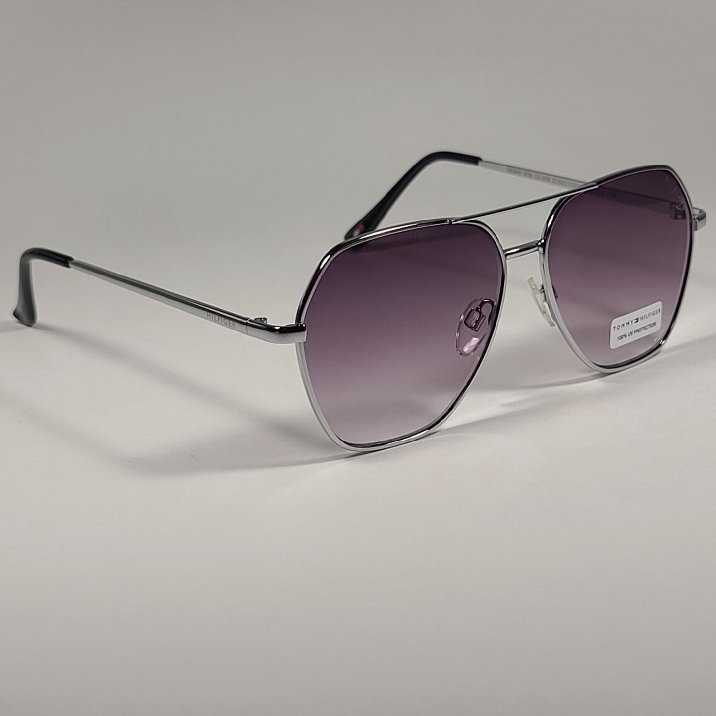 Tommy Hilfiger Noah Pentagon Pilot Sunglasses Silver Metal Smoke Gradient Lens NOAH WM OL568 - Sunglasses