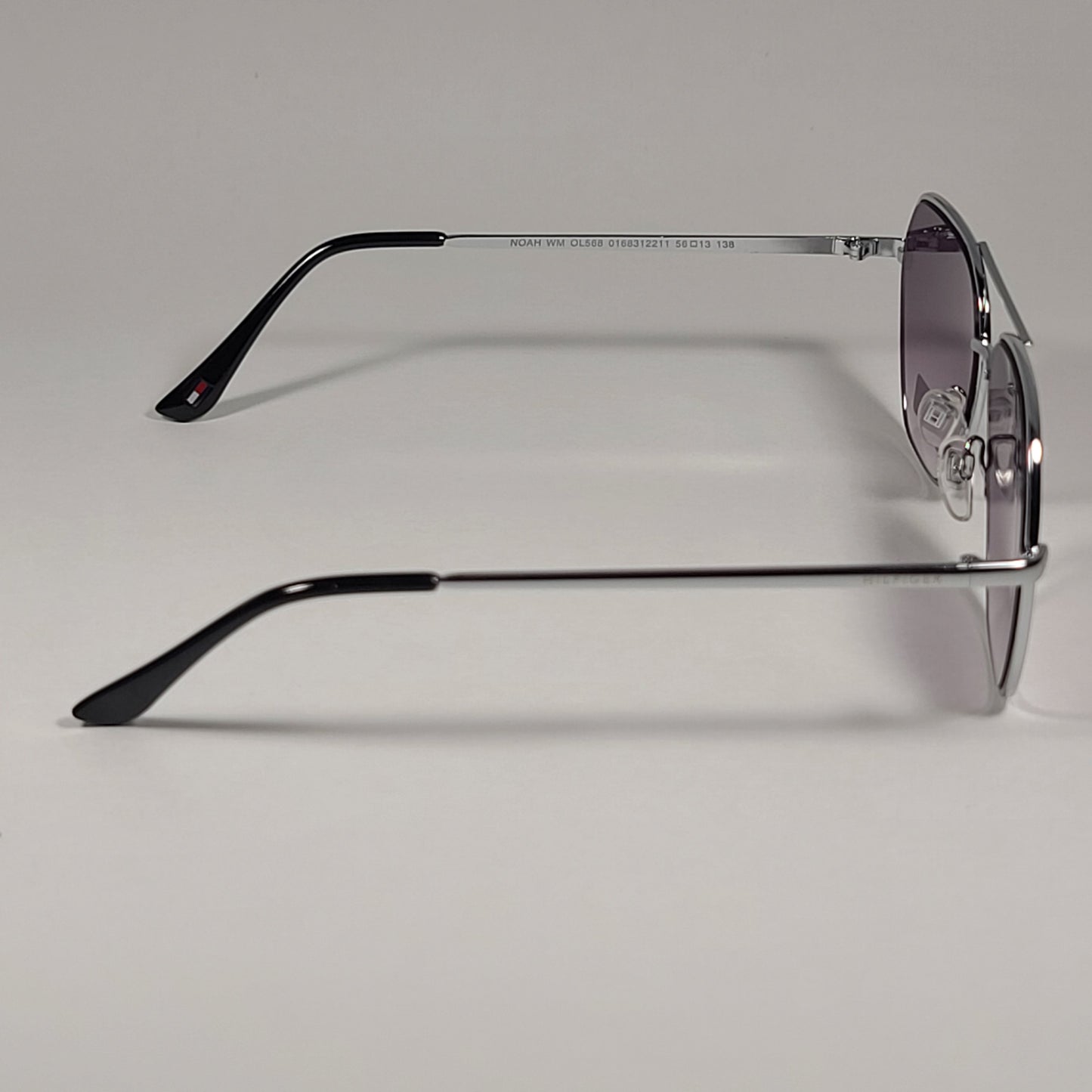 Tommy Hilfiger Noah Pentagon Pilot Sunglasses Silver Metal Smoke Gradient Lens NOAH WM OL568 - Sunglasses