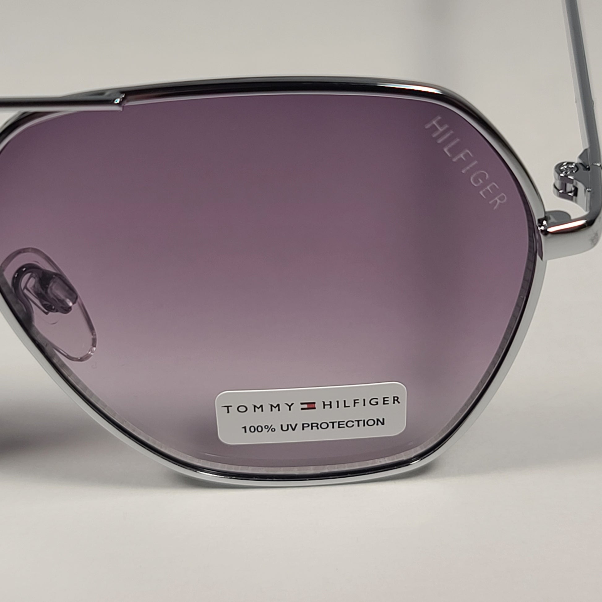 Tommy Hilfiger Noah Pentagon Pilot Sunglasses Silver Metal Smoke Gradient Lens NOAH WM OL568 - Sunglasses