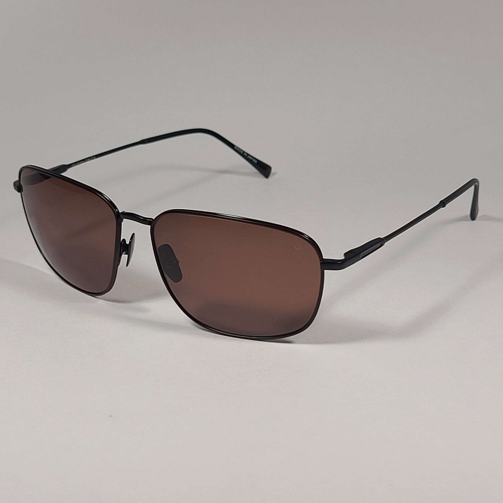 John Varvatos Men’s Navigator Sunglasses V548 Black Metal Frame / Brown Lens - Sunglasses