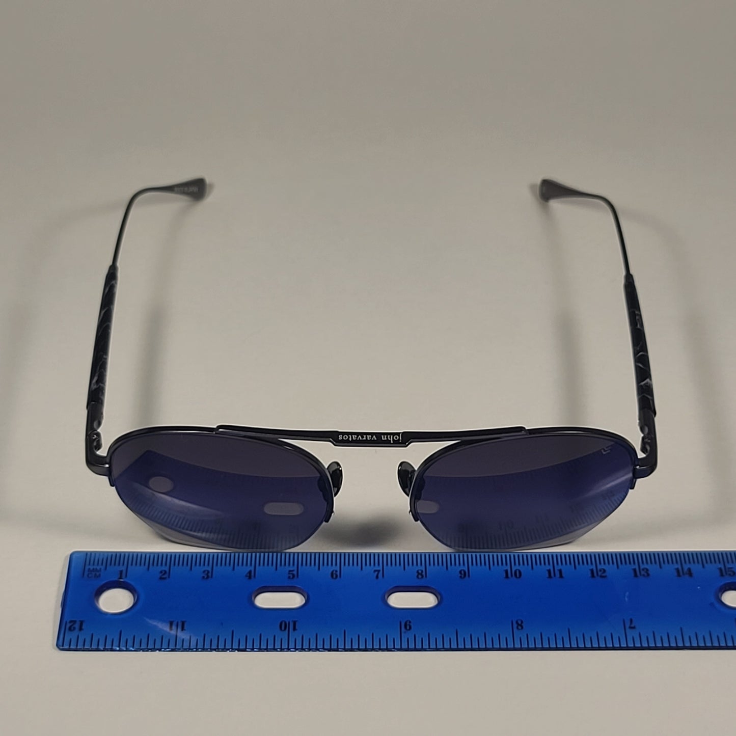 John Varvatos Men’s Half Rim Pilot Sunglasses V534 Gunmetal Frame Gray Gradient Lens - Sunglasses