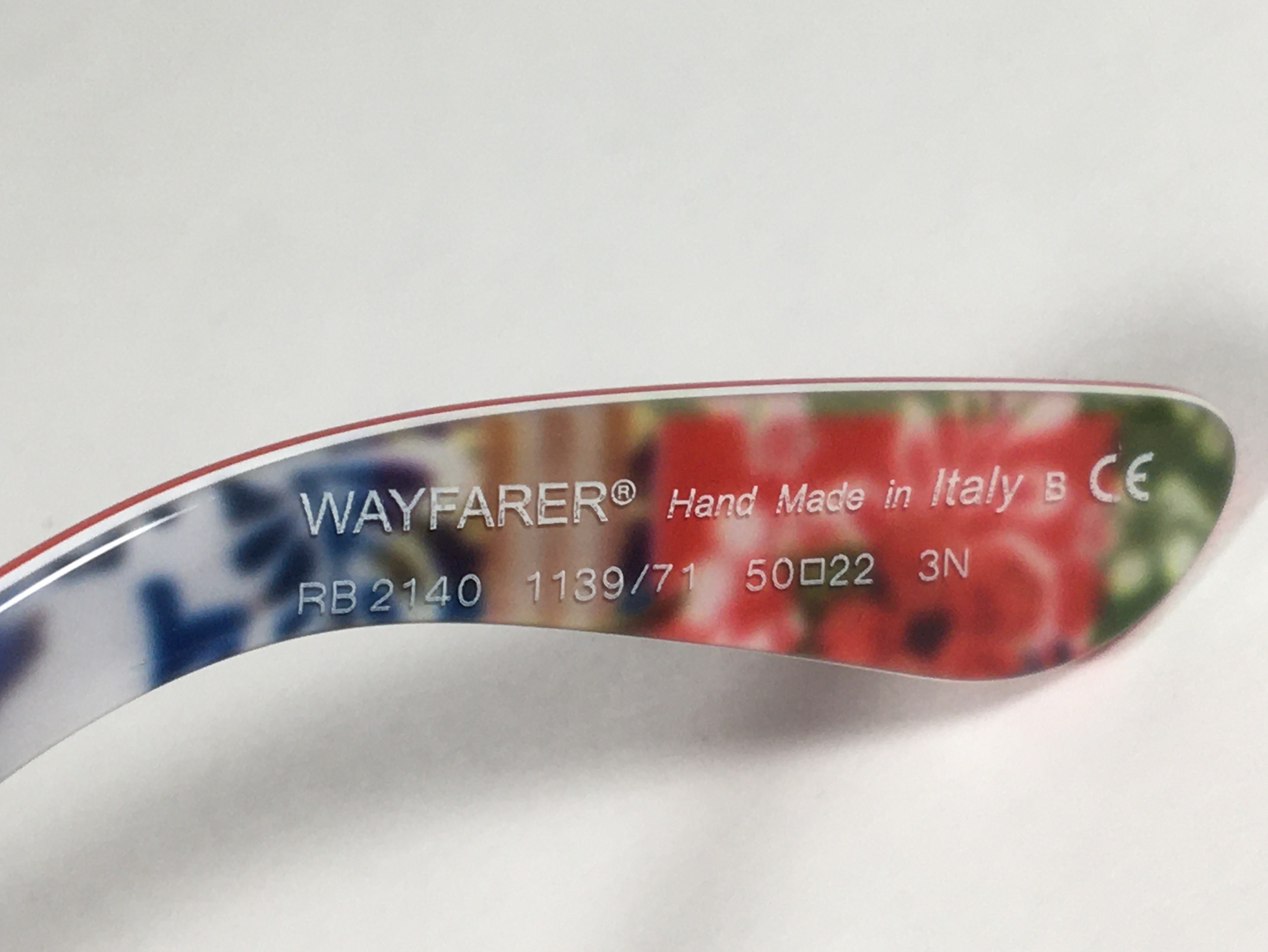 Ray-Ban Rare Prints Series #11 Wayfarer Sunglasses Red Coral Print Frame Gray Gradient Lens RB2140 1139/71 - Sunglasses