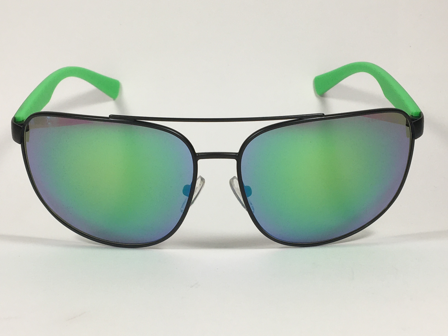 Authentic Armani Exchange Aviator Sunglasses Black Green With Green Flash Lens AX2026S 60633R - Sunglasses