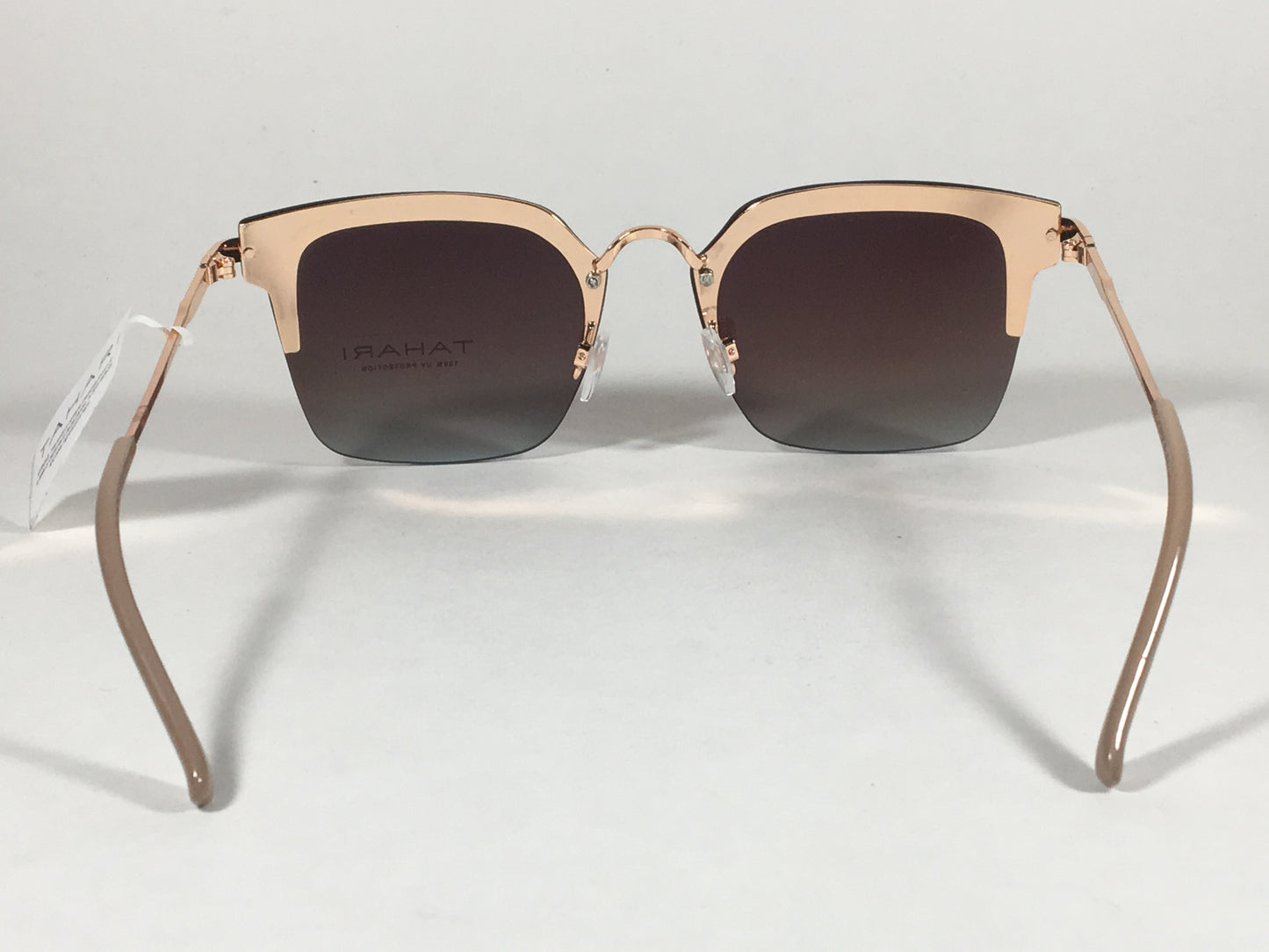 Tahari Rimless Square Sunglasses Rose Gold Nude Brown Gradient Lens Th697 Rgdnd - Sunglasses