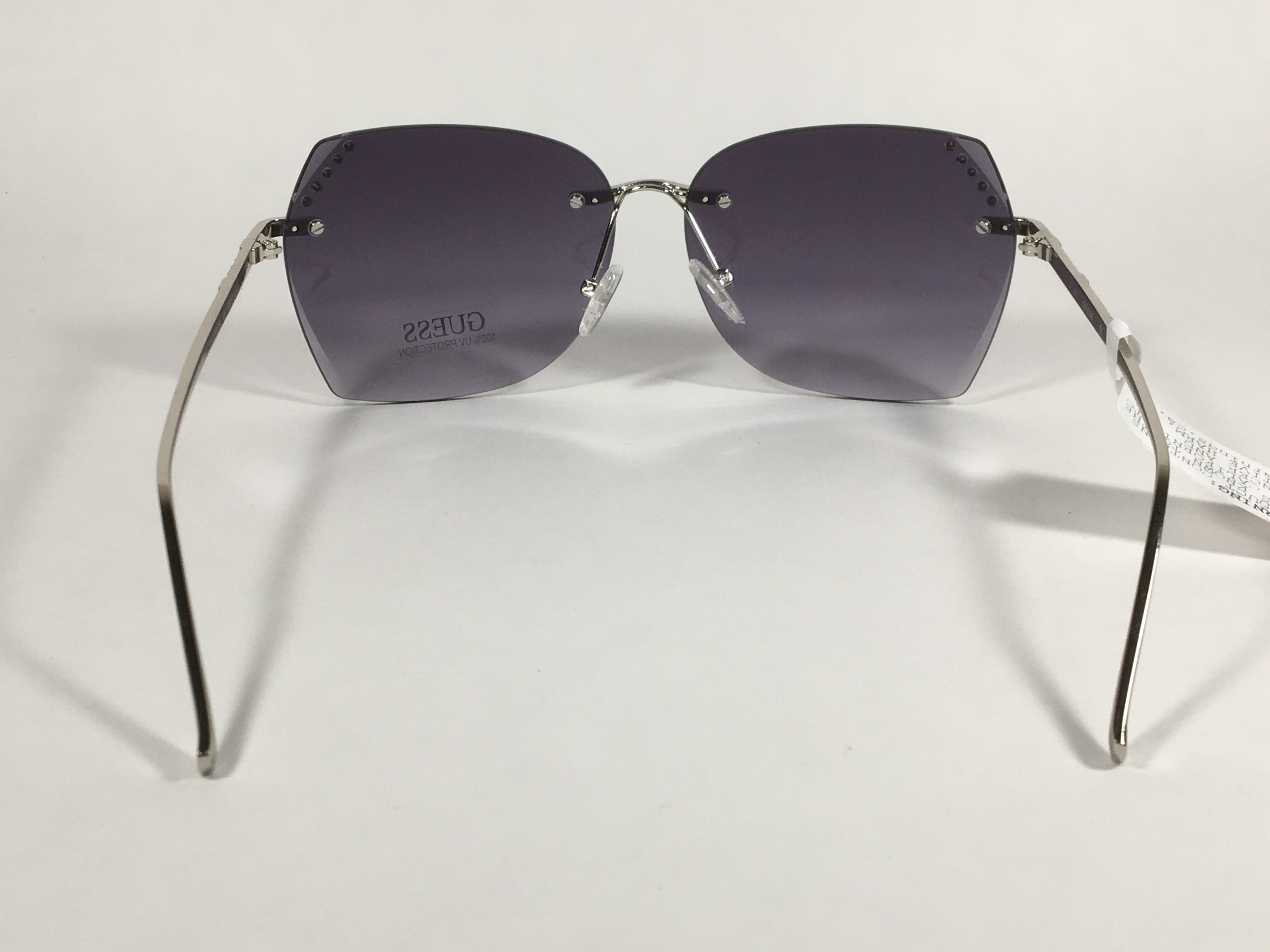 Guess Rimless Sunglasses Silver Metal Frame Smoke Gradient Lens GF0384 TheSunglassFashion