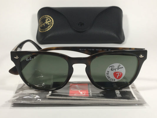 Ray-Ban Polarized Keyhole Sunglasses Brown Havana Frame Green Lenses RB4140 710/58 - Sunglasses