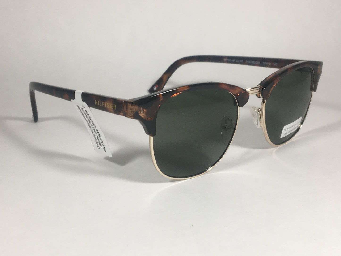 Tommy Hilfiger Bryan Club Half Rim Sunglasses Brown Tortoise Green Lens BRYAN MP OU107 - Sunglasses