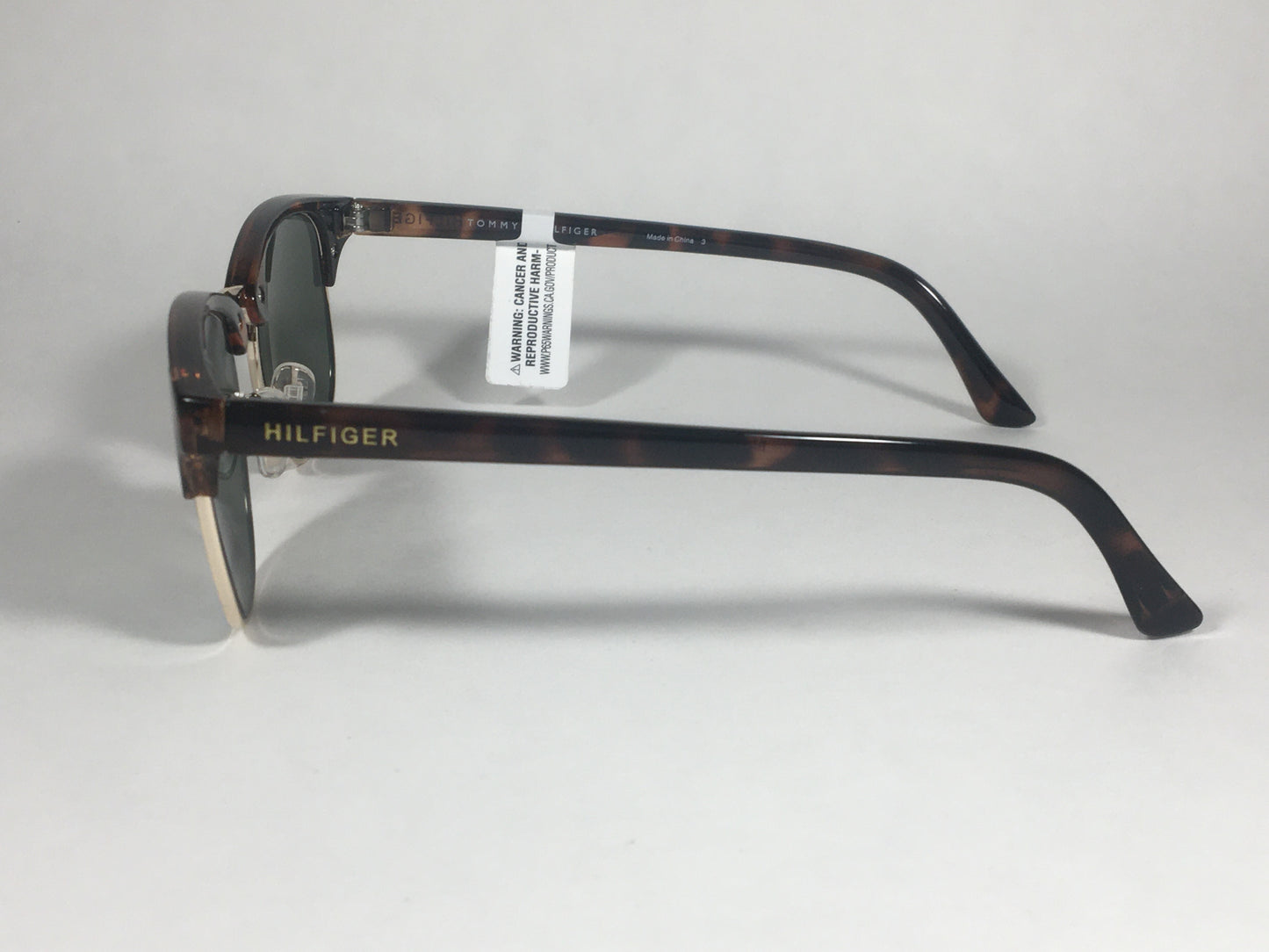 Tommy Hilfiger Bryan Club Half Rim Sunglasses Brown Tortoise Green Lens BRYAN MP OU107 - Sunglasses