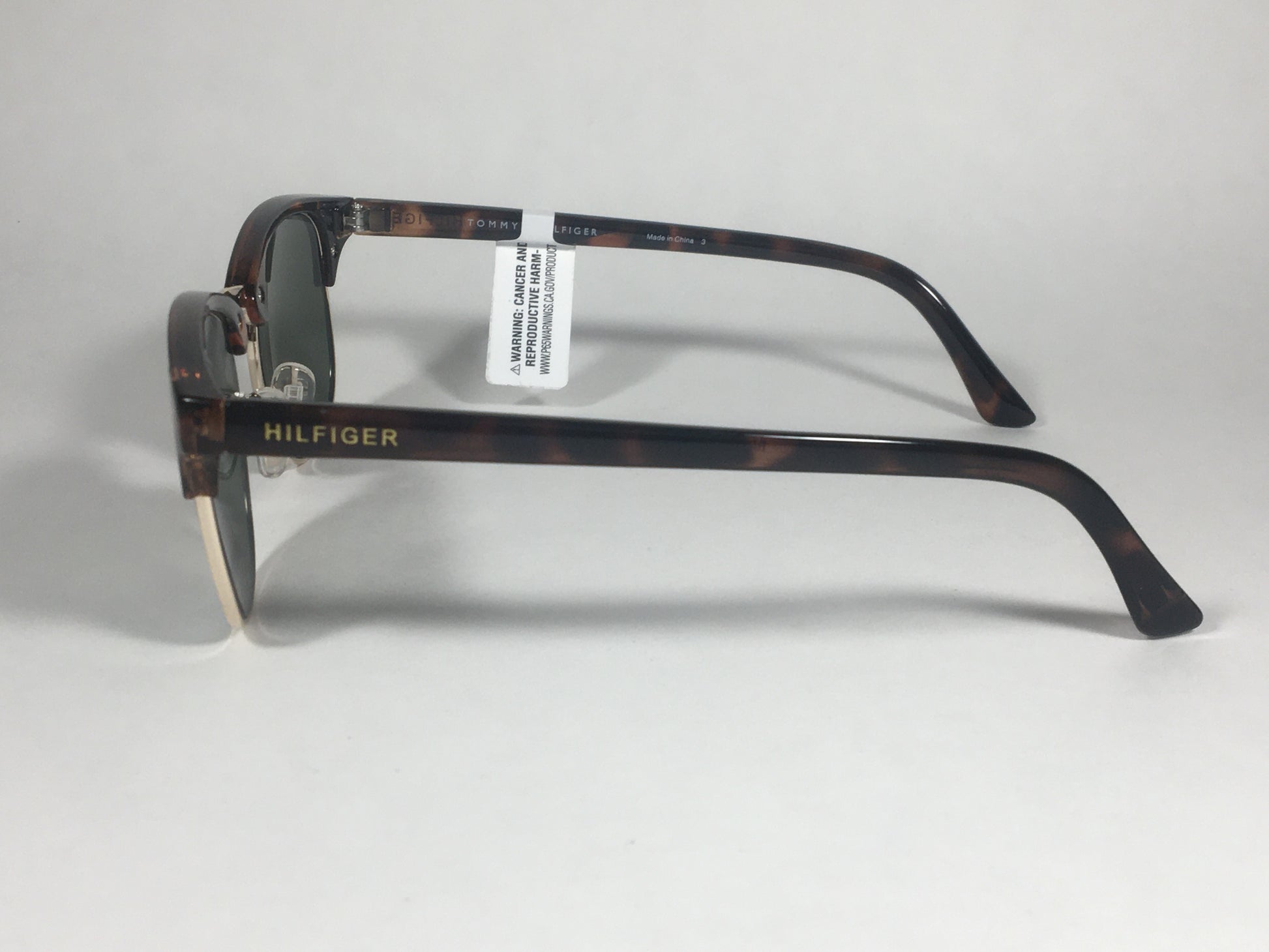 Tommy Hilfiger Bryan Club Half Rim Sunglasses Brown Tortoise Green Lens BRYAN MP OU107 - Sunglasses