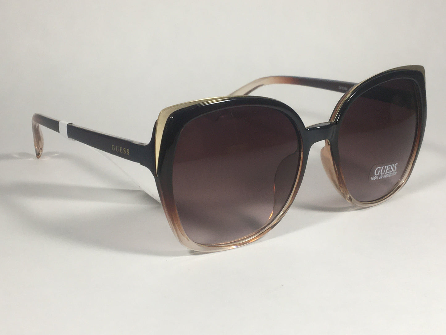 Guess Butterfly Sunglasses Gold Brown Crystal Frame Brown Gradient Lens GF0380 45F - Sunglasses