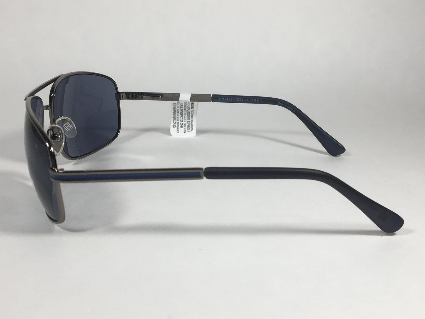 Tommy Hilfiger Phillip Rectangular Sunglasses Gunmetal Frame Blue Gray Lens PHILLIP MM OM224 - Sunglasses