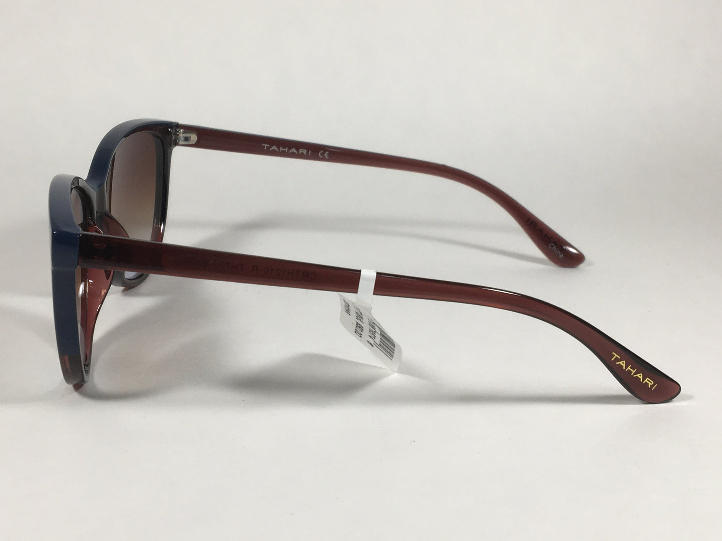 Tahari Cat Eye Sunglasses Two Tone Brown Blue Frame Brown Gradient Lens TH777 BNBL - Sunglasses