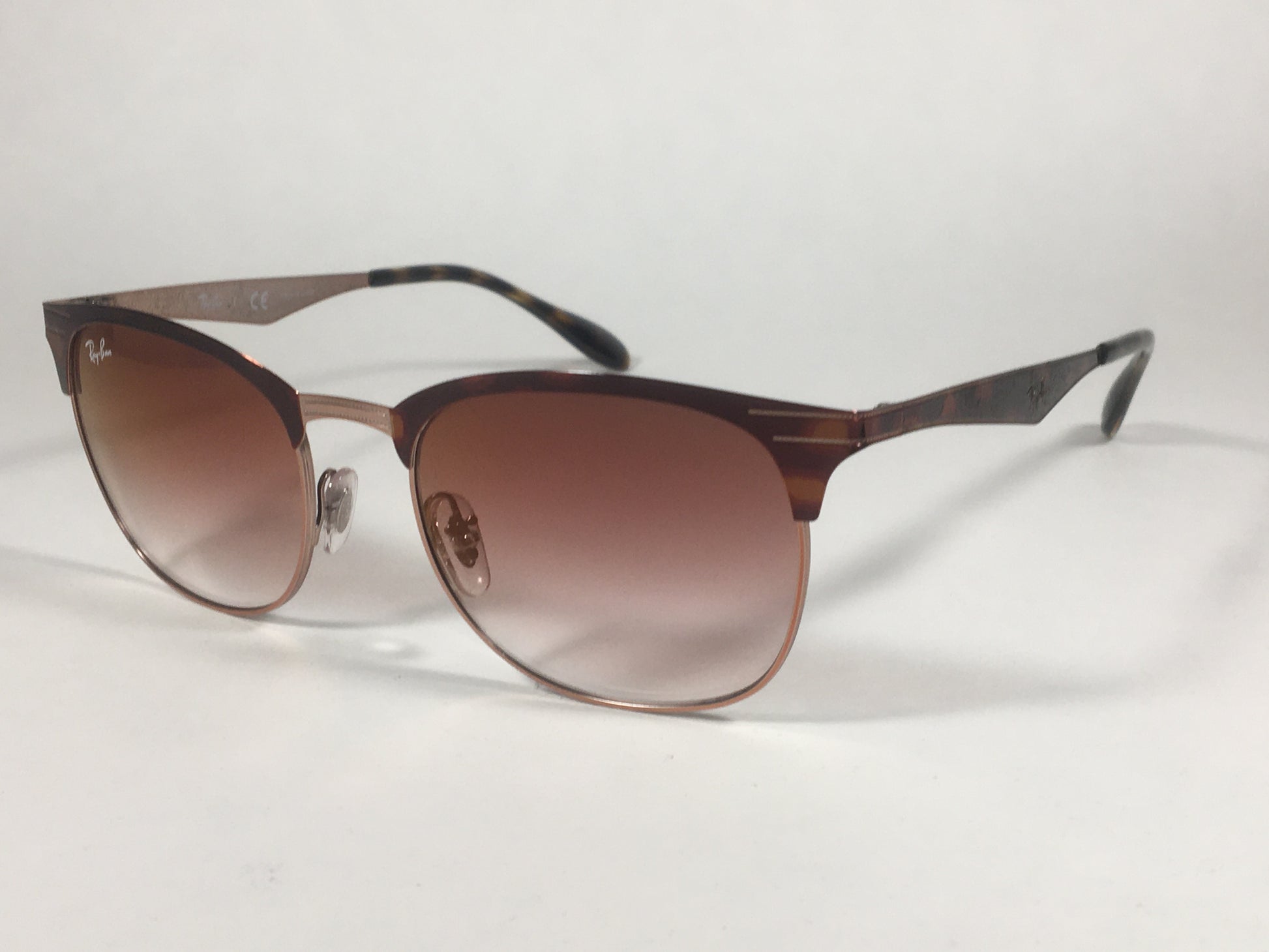 Ray-Ban Clubmaster Sunglasses Copper Havana Frame Red Gradient Lens RB3538 9074/V0 - Sunglasses