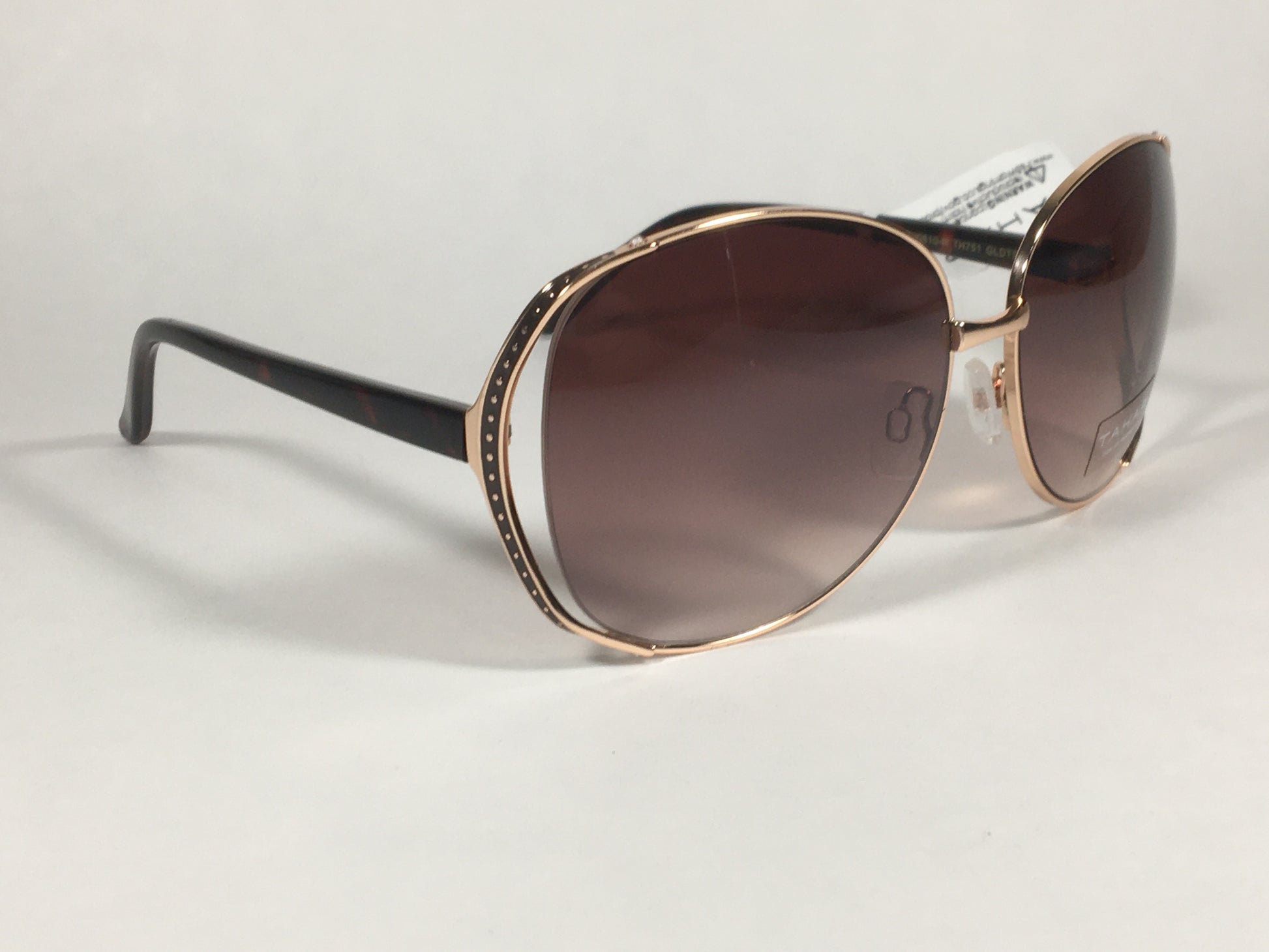 Tahari Oversized Sunglasses Gold And Brown Tortoise Frame Brown Gradient Lens TH751 GLDTS - Sunglasses