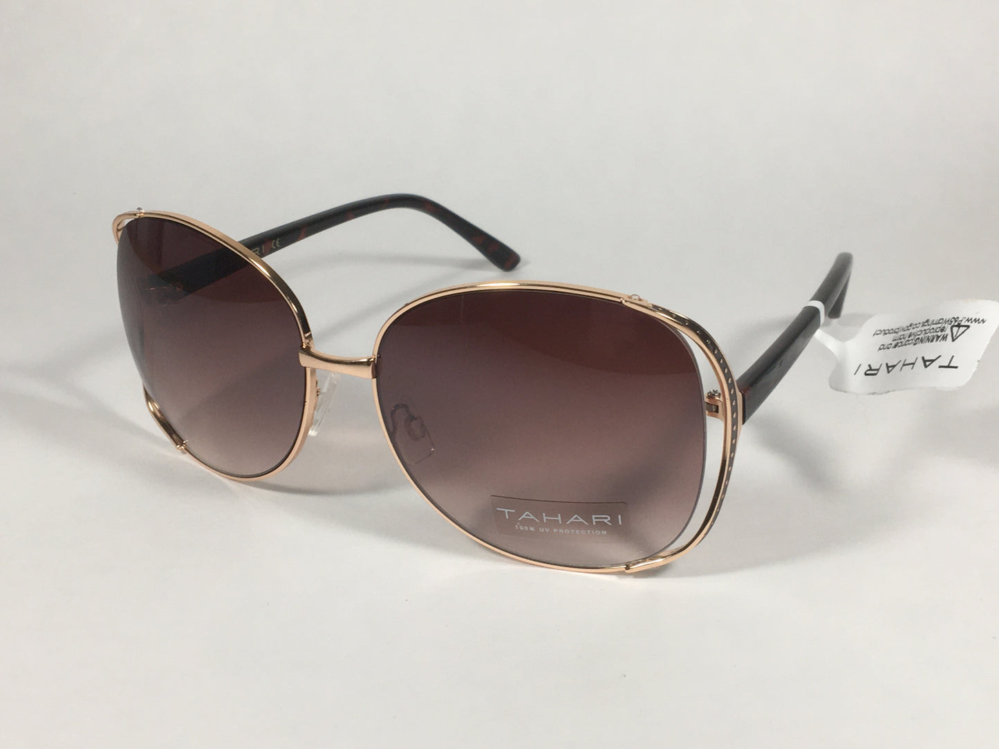Tahari Oversized Sunglasses Gold And Brown Tortoise Frame Brown Gradient Lens TH751 GLDTS - Sunglasses