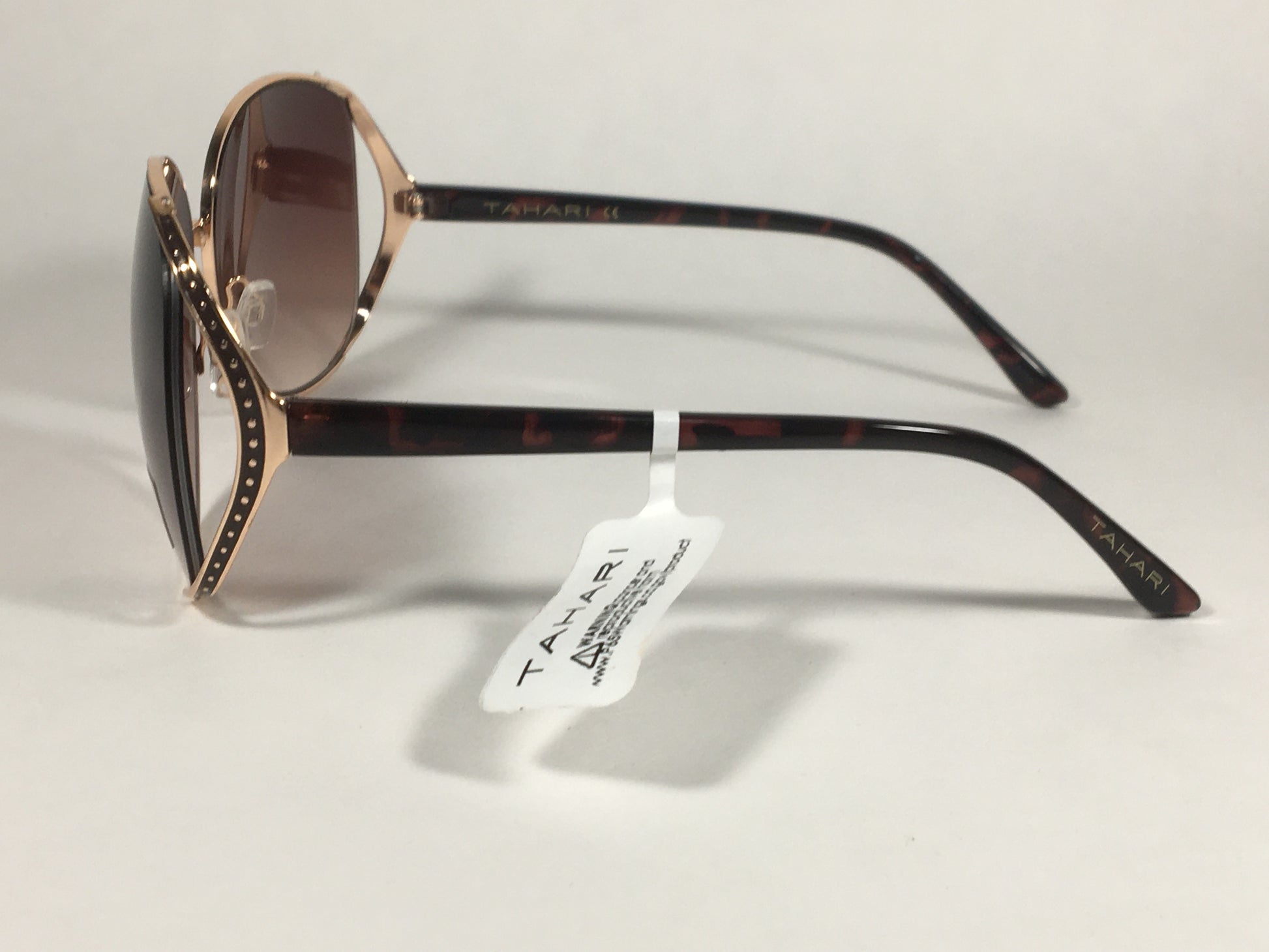Tahari Oversized Sunglasses Gold And Brown Tortoise Frame Brown Gradient Lens TH751 GLDTS - Sunglasses