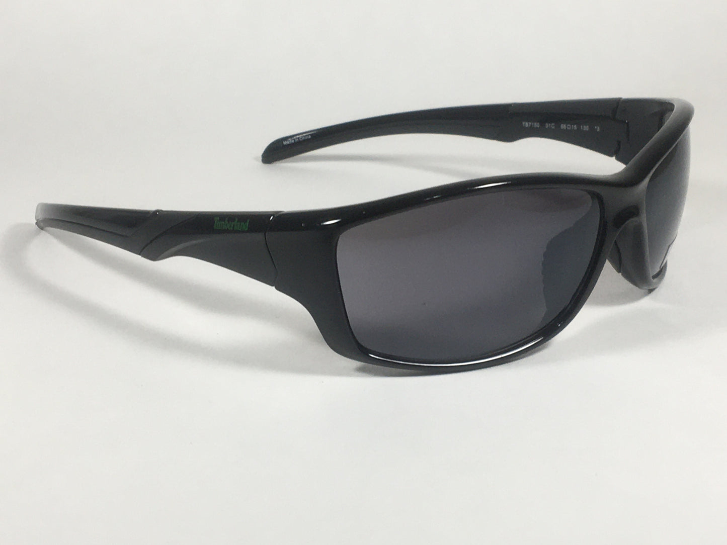 Timberland Sport Wrap Sunglasses Shiny Black Frame Gray Lens TB7150 01C - Sunglasses