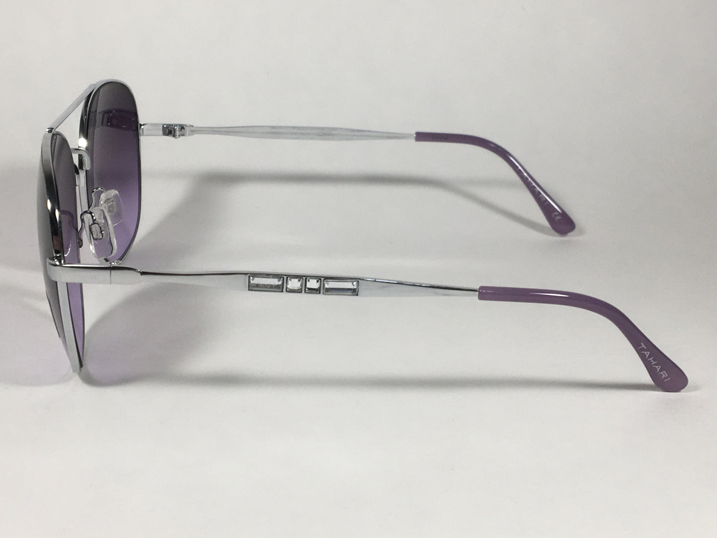 Tahari Rounded Aviator Sunglasses Silver Frame Purple Lilac Gradient Lens TH790 SLVLC - Sunglasses