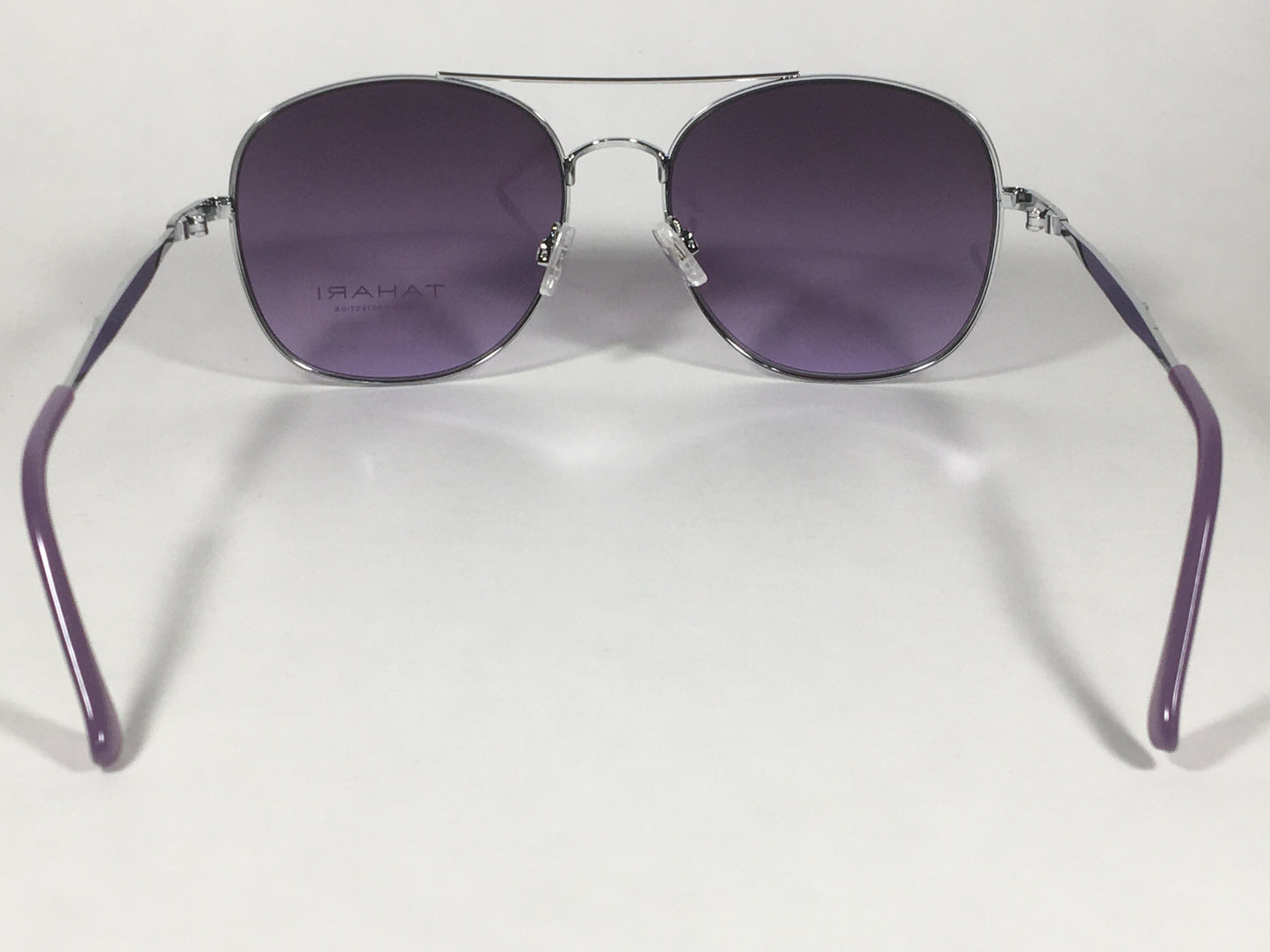 Tahari Rounded Aviator Sunglasses Silver Frame Purple Lilac Gradient Lens TH790 SLVLC - Sunglasses