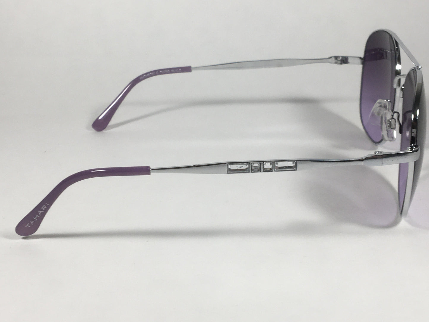 Tahari Rounded Aviator Sunglasses Silver Frame Purple Lilac Gradient Lens TH790 SLVLC - Sunglasses