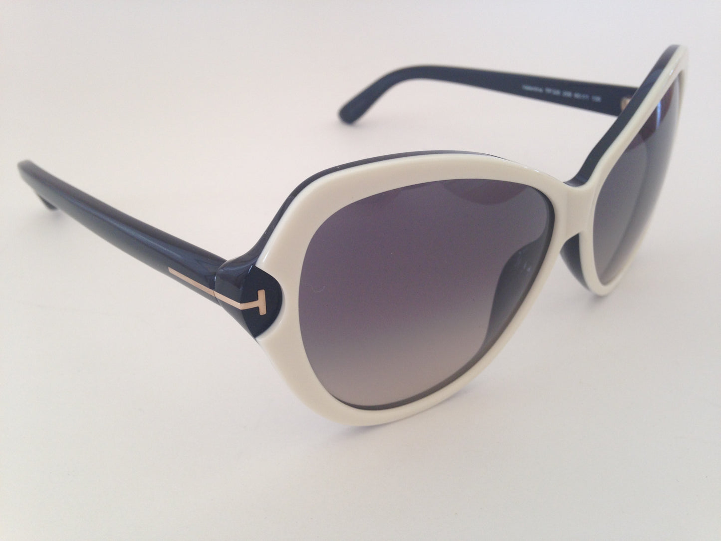 Tom Ford Valentina Sunglasses Large Oversize Butterfly White Black Frame Gray Gradient Lens Tf326 25B - Sunglasses