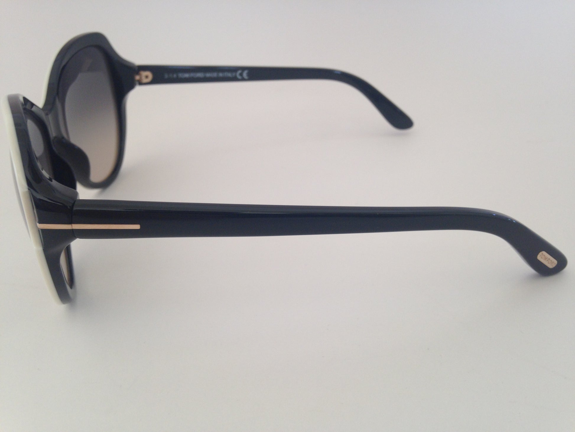 Tom Ford Valentina Sunglasses Large Oversize Butterfly White Black Frame Gray Gradient Lens Tf326 25B - Sunglasses