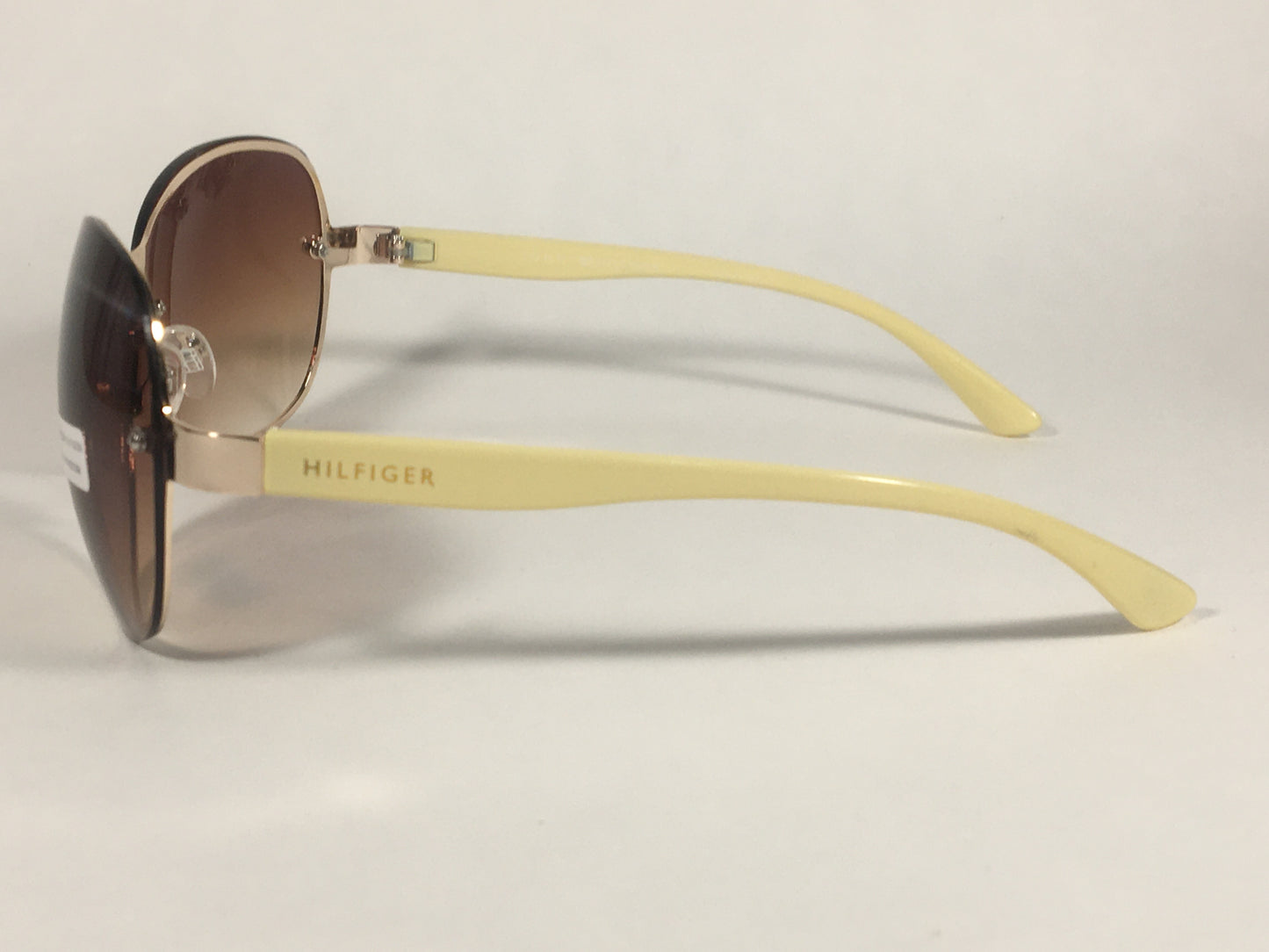 Tommy Hilfiger Melone Rimless Butterfly Sunglasses Gold Cream Frame Brown Gradient Lens MELONE WM OL78 - Sunglasses