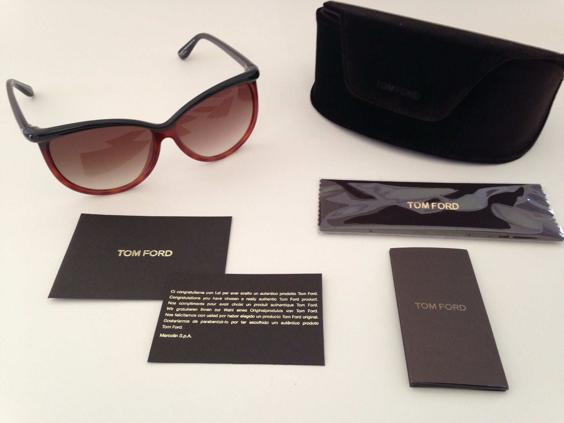 Tom Ford Josephine Sunglasses Oversize Soft Round Black Brown Frame Brown Tea Gradient Lens Tf296 05F - Sunglasses