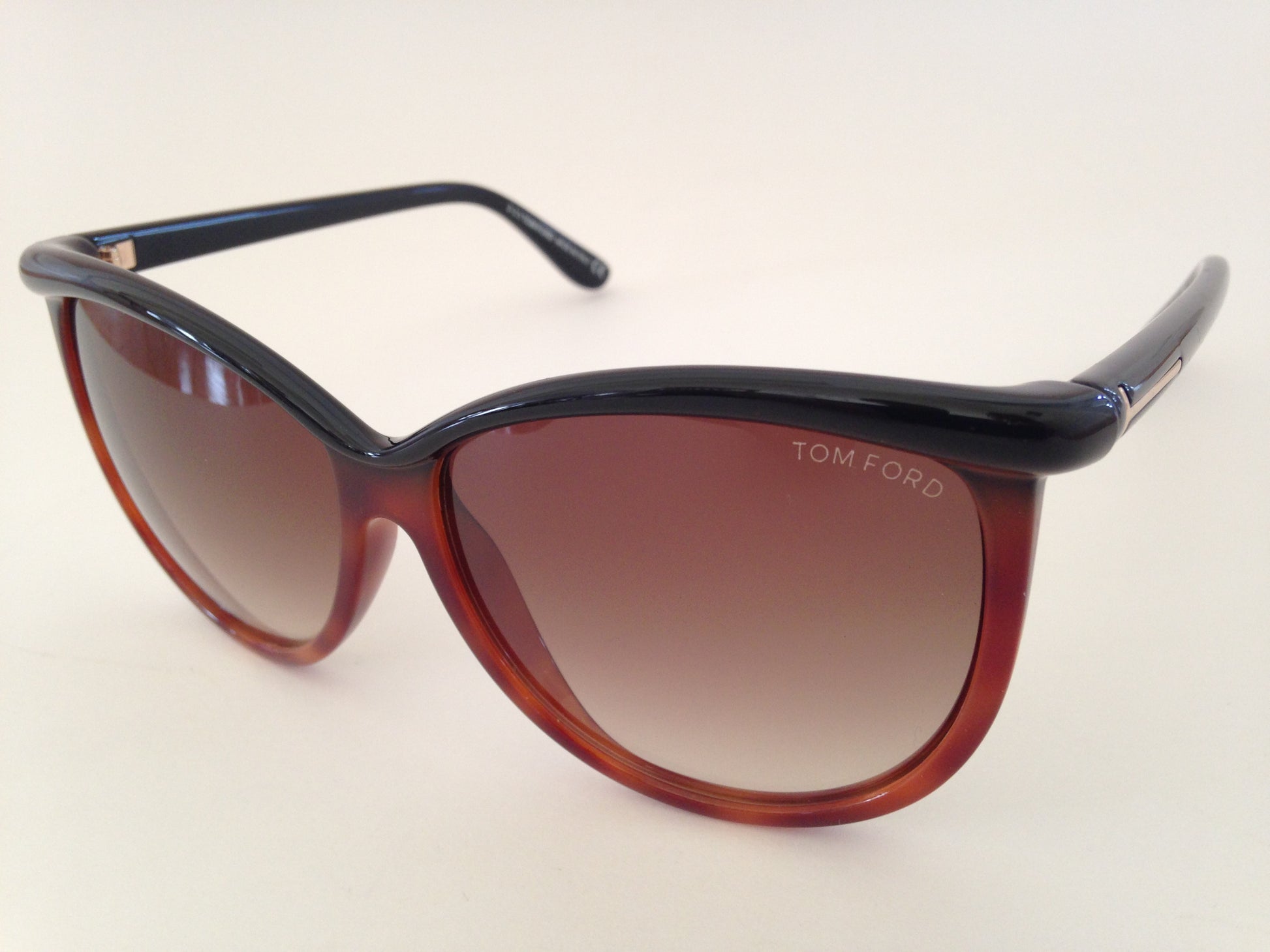 Tom Ford Josephine Sunglasses Oversize Soft Round Black Brown Frame Brown Tea Gradient Lens Tf296 05F - Sunglasses