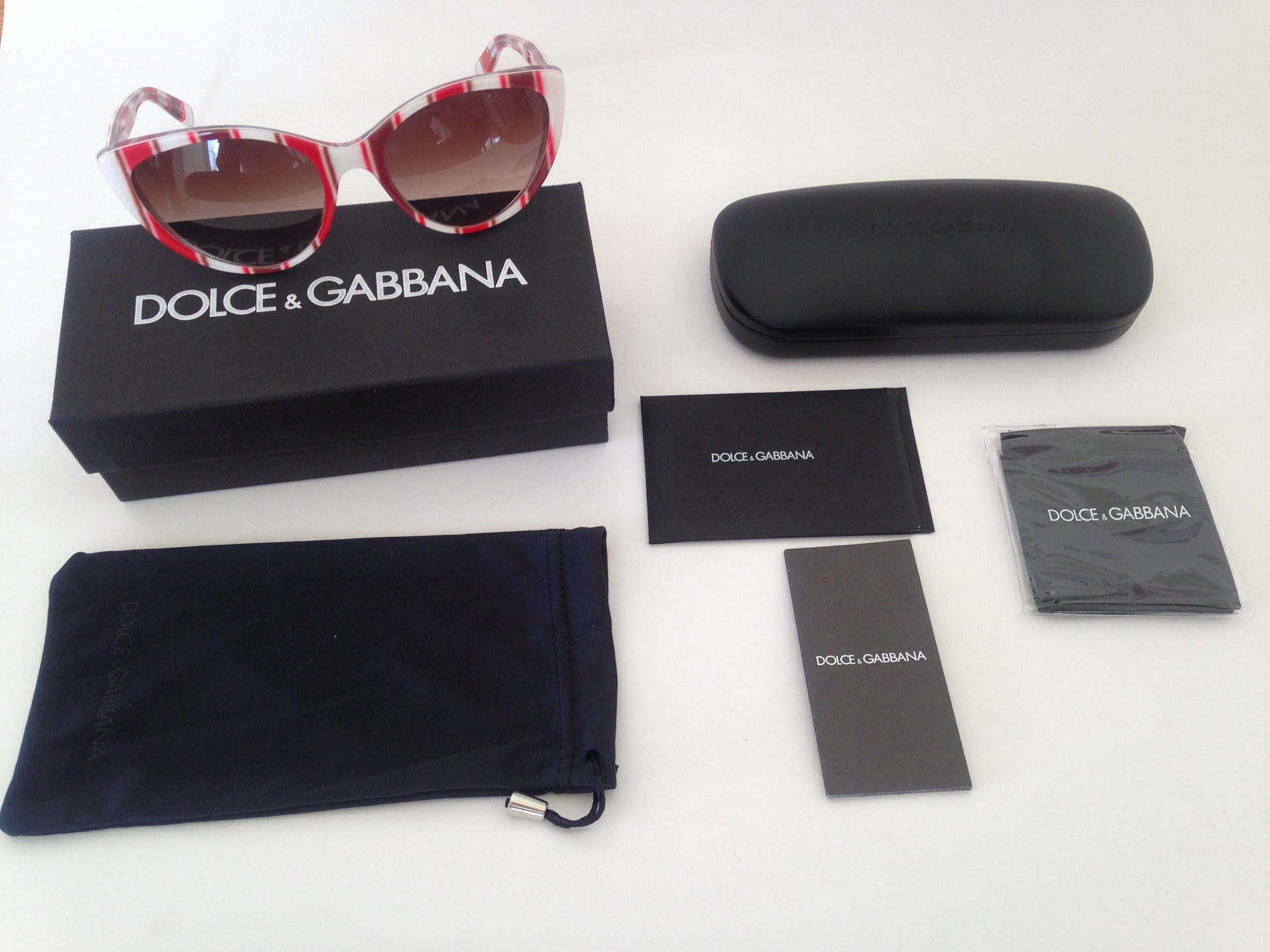 Dolce & Gabbana Dg4181P 2722/13 Cat Eye Sunglasses Dg4181 Stripes Red White Brown Gradient Womens - Sunglasses