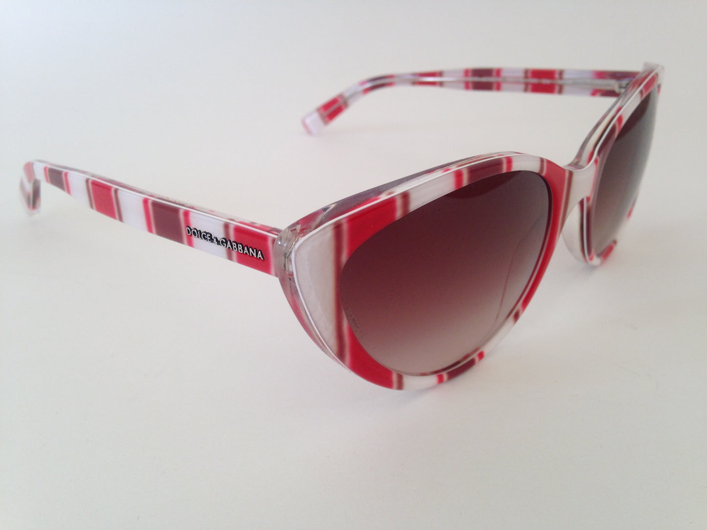 Dolce & Gabbana Dg4181P 2722/13 Cat Eye Sunglasses Dg4181 Stripes Red White Brown Gradient Womens - Sunglasses