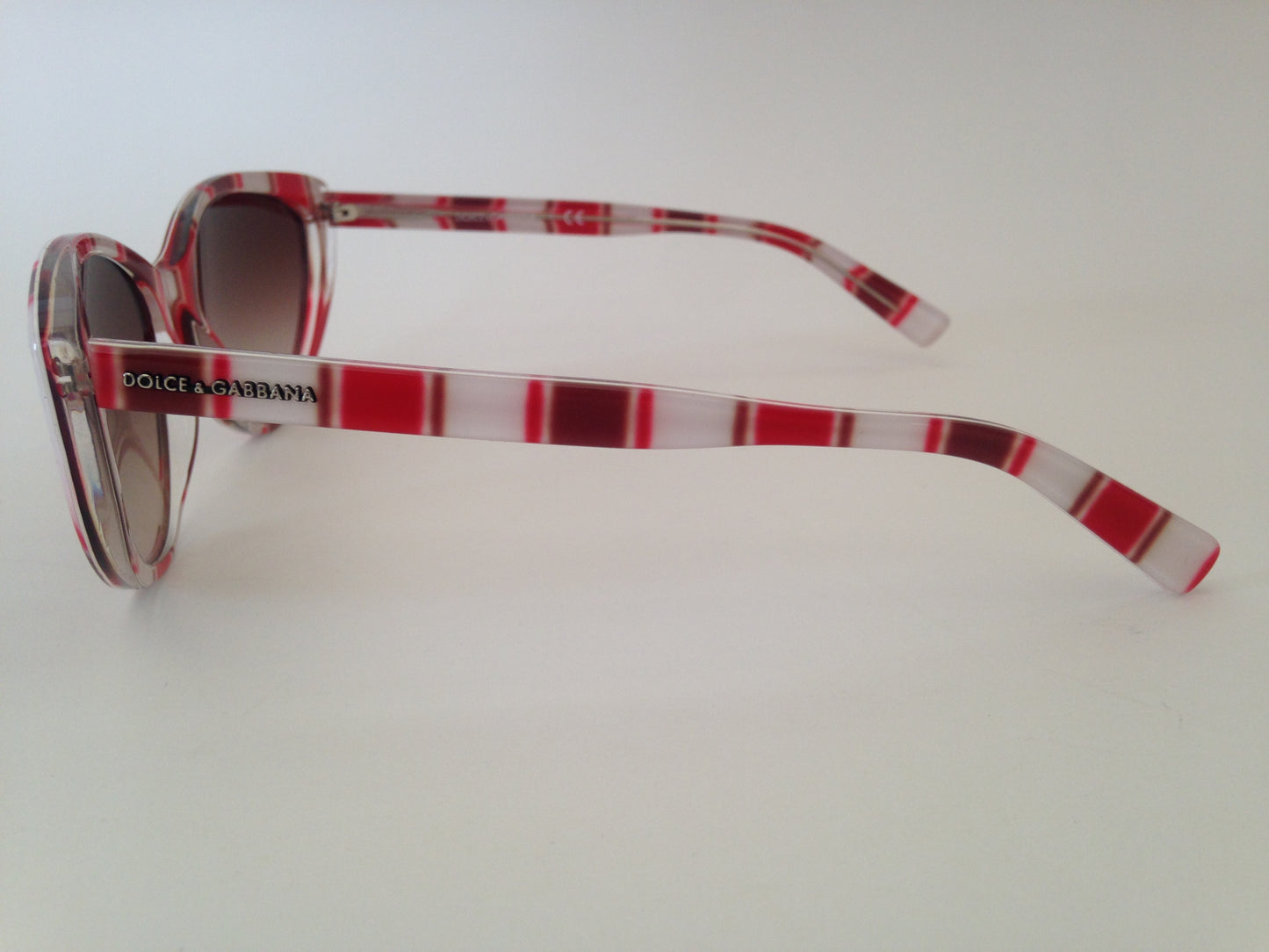 Dolce & Gabbana Dg4181P 2722/13 Cat Eye Sunglasses Dg4181 Stripes Red White Brown Gradient Womens - Sunglasses