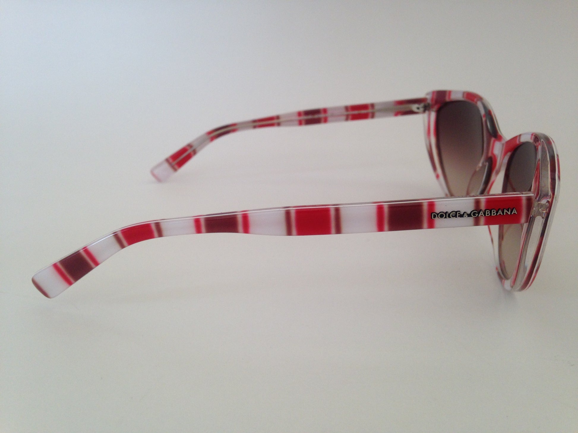 Dolce & Gabbana Dg4181P 2722/13 Cat Eye Sunglasses Dg4181 Stripes Red White Brown Gradient Womens - Sunglasses