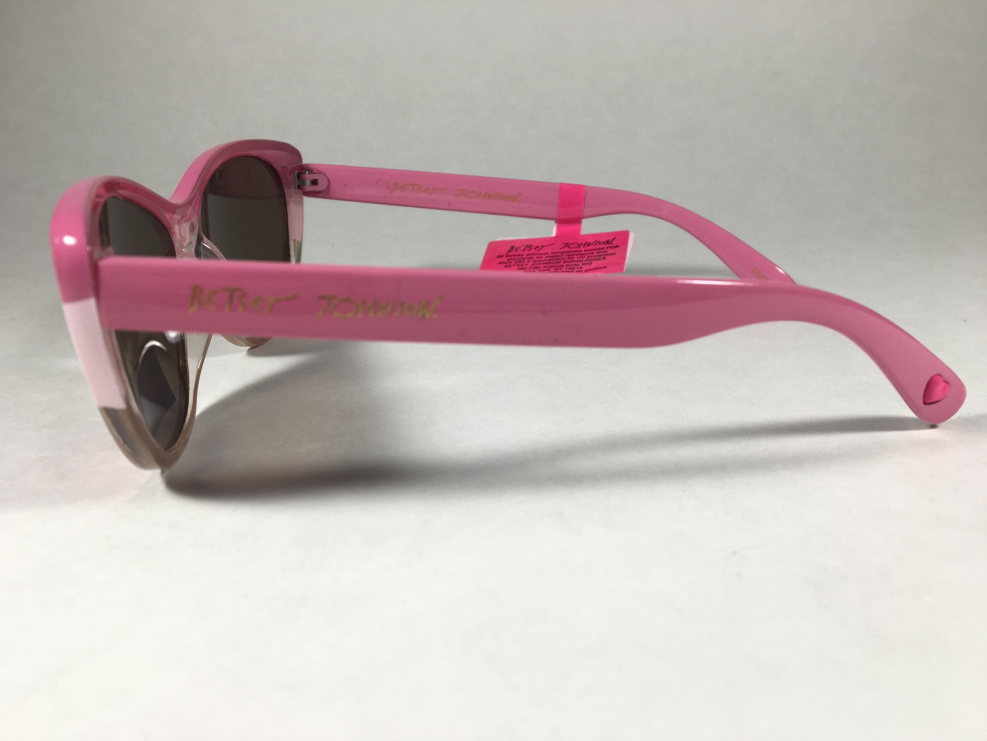 Betsey Johnson Bj859133 Cat Eye Sunglasses Retro 80S Color Block Pink Tan Brown Lens - Sunglasses