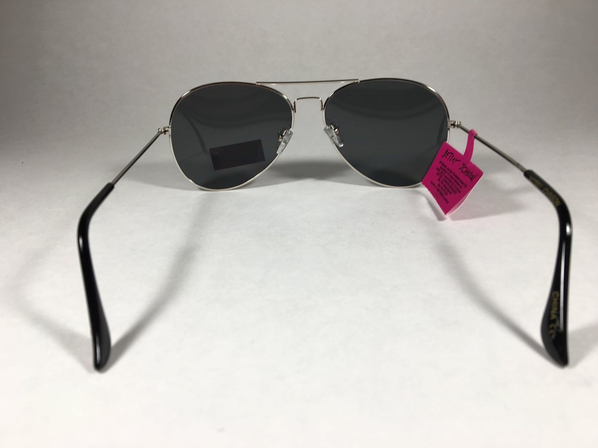 Betsey Johnson Flat Aviator Sunglasses Silver Wire Metal Frame Gray Lens Bj472107 Silver - Sunglasses