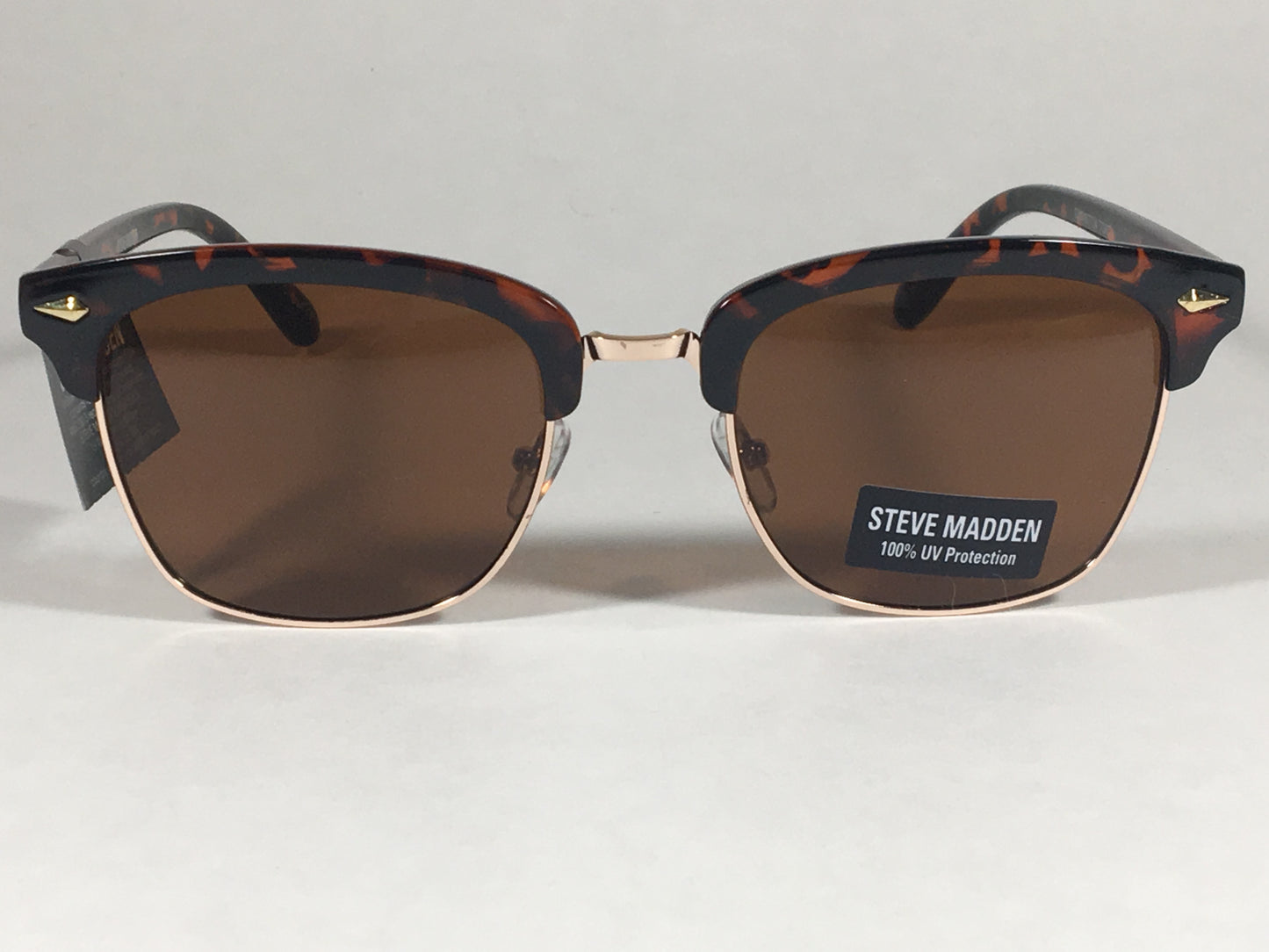 Steve Madden Soho Horn Rim Sunglasses Tortoise Gold Frame Brown Lens Smm87724 Tort - Sunglasses