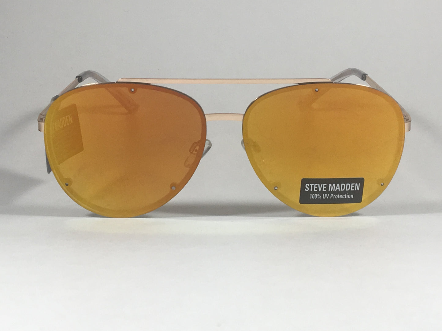 Steve Madden Rimless Aviator Pilot Sunglasses Gold Pink Orange Mirror Sm482106 Gldpn - Sunglasses