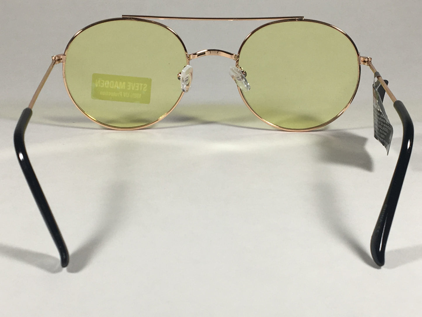 Steve Madden Round Sunglasses Gold Tone Metal Frame Yellow Lens Sm485102 Gldy - Sunglasses