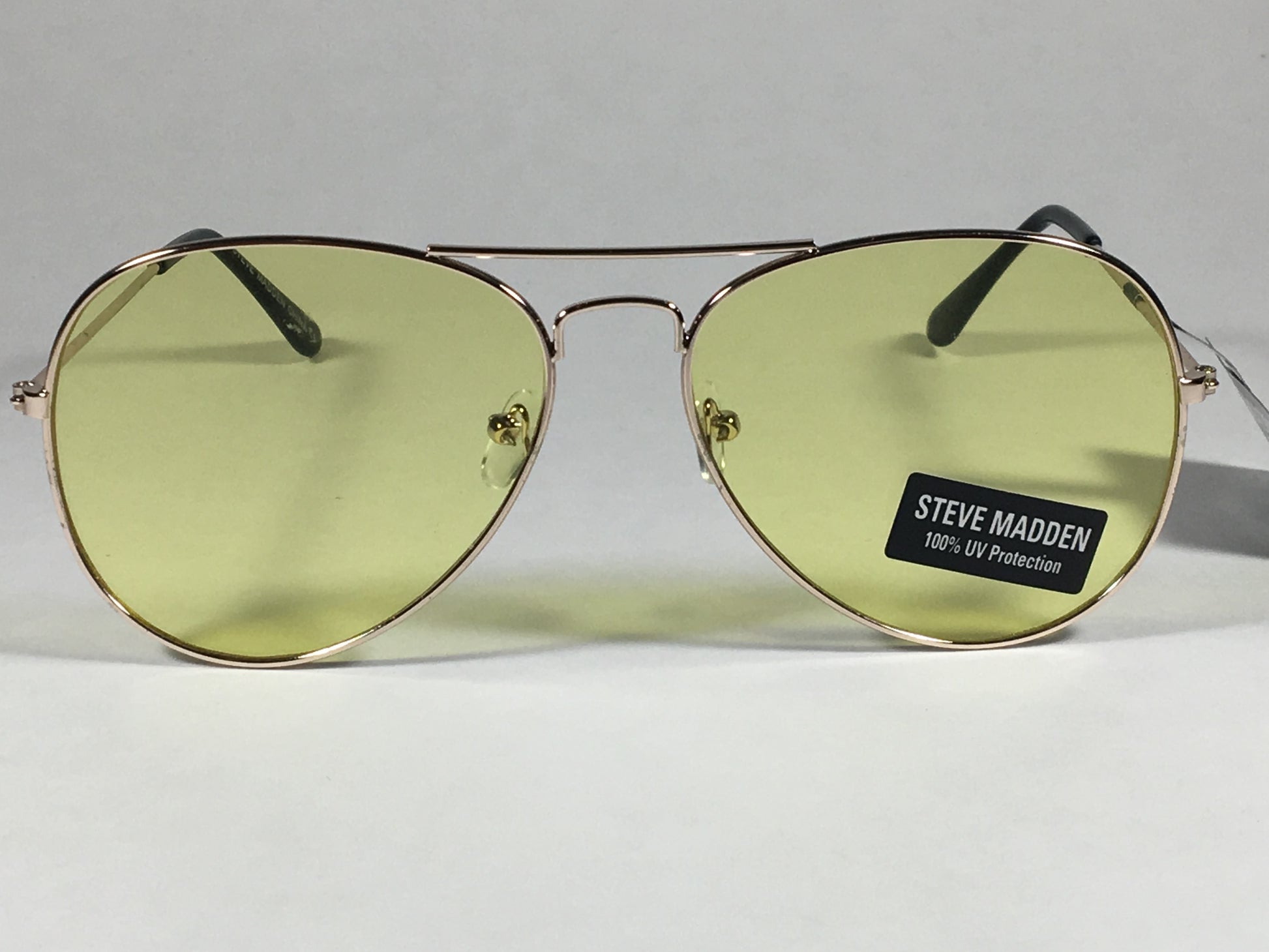 Steve Madden Aviator Sunglasses Gold Tone Metal Light Yellow Lens Sm482101 Gldy - Sunglasses