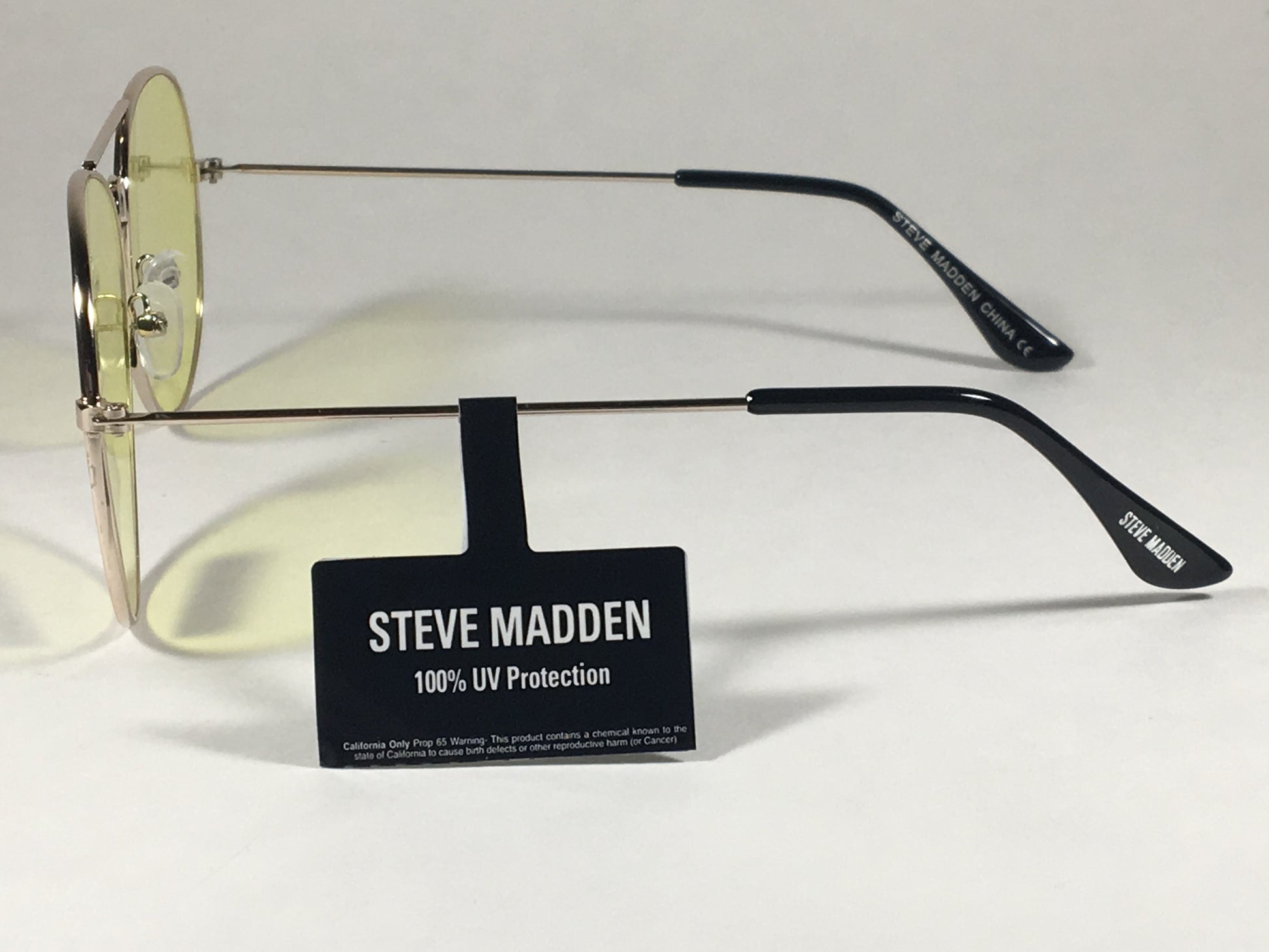 Steve Madden Aviator Sunglasses Gold Tone Metal Light Yellow Lens Sm482101 Gldy - Sunglasses