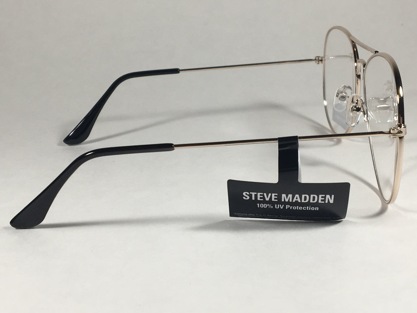 Steve Madden Aviator Sunglasses Pale Gold Tone Metal Clear Lens Sm482101 Gldc - Sunglasses