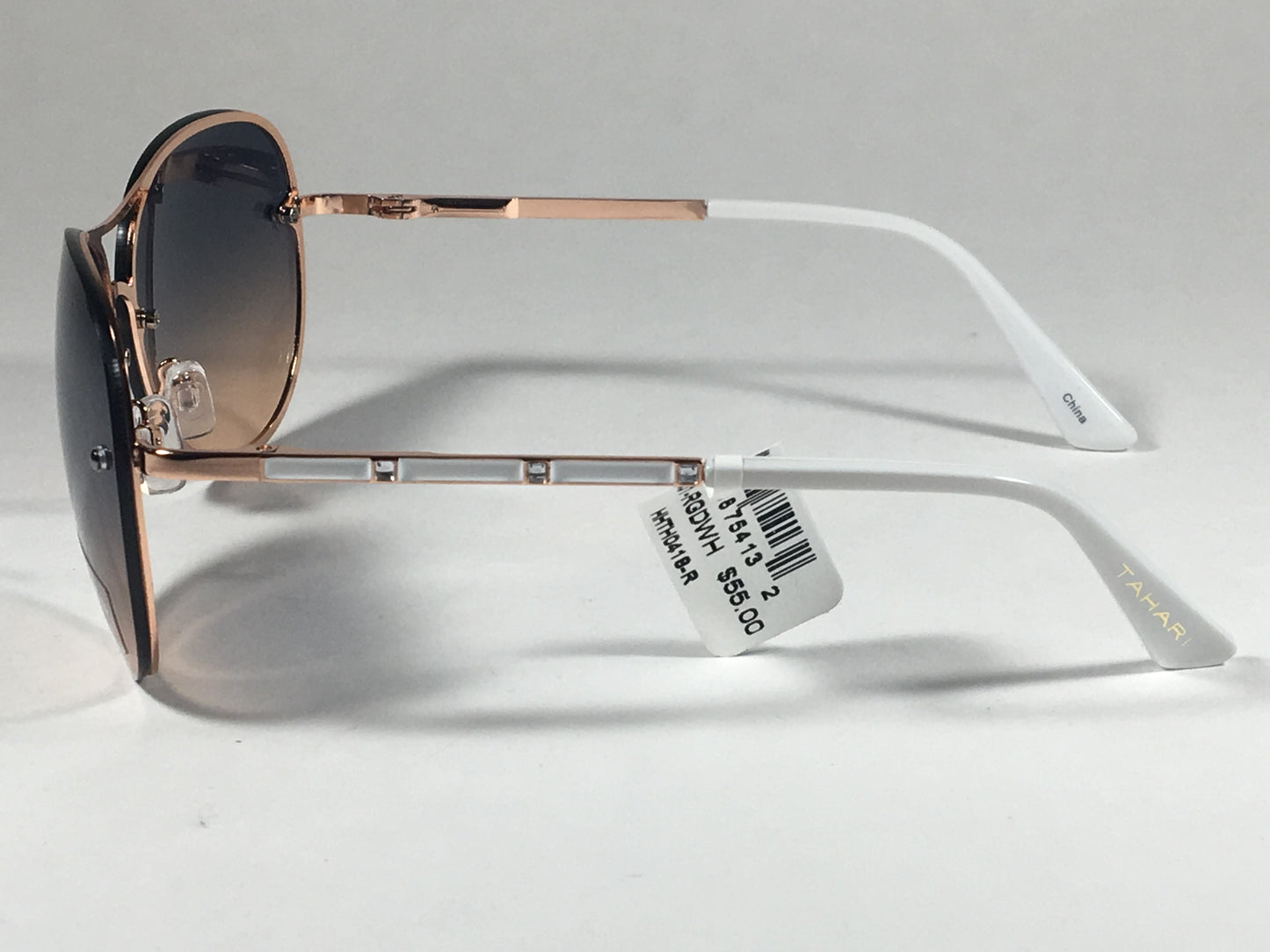 Tahari Rimless Aviator Sunglasses Rose Gold White Blue Gradient Lens Th651 Rgdwh - Sunglasses