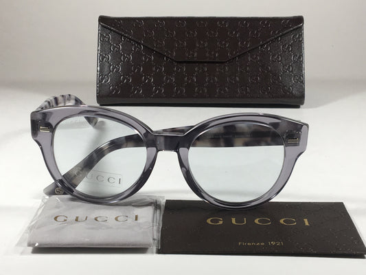 Gucci Sunglasses Rounded Clear Gray Lens Gray Havana Color Marble Frame Gg3745/s Kna97 - Sunglasses