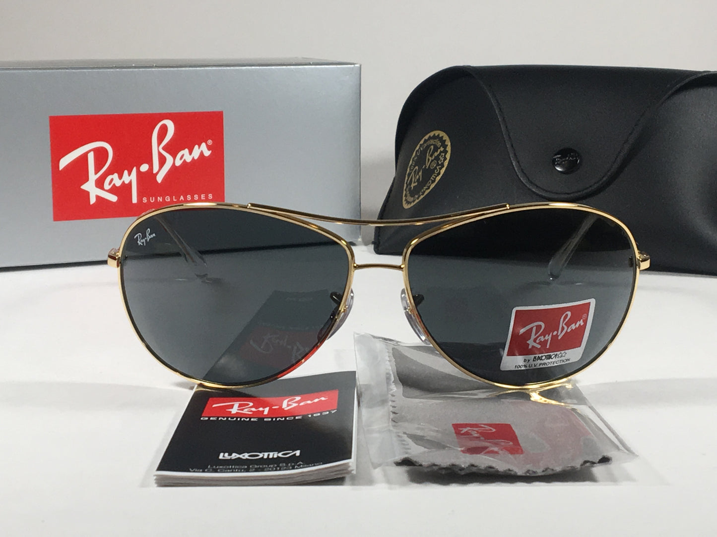 Ray-Ban Aviator Pilot Sunglasses Gold Metal Frame Large Green Lens Rb3454L 001/71 - Sunglasses