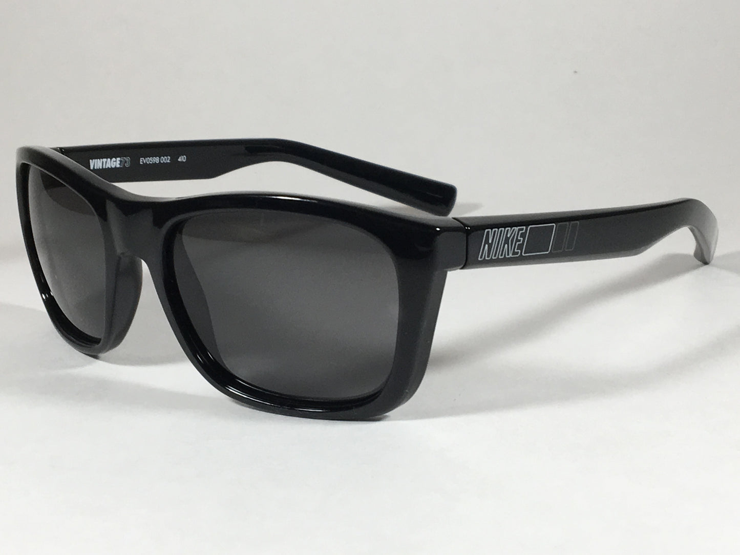 Nike Vintage 73 Square Sunglasses Ev0598 002 410 Black Gloss Frame Gray Lens - Sunglasses